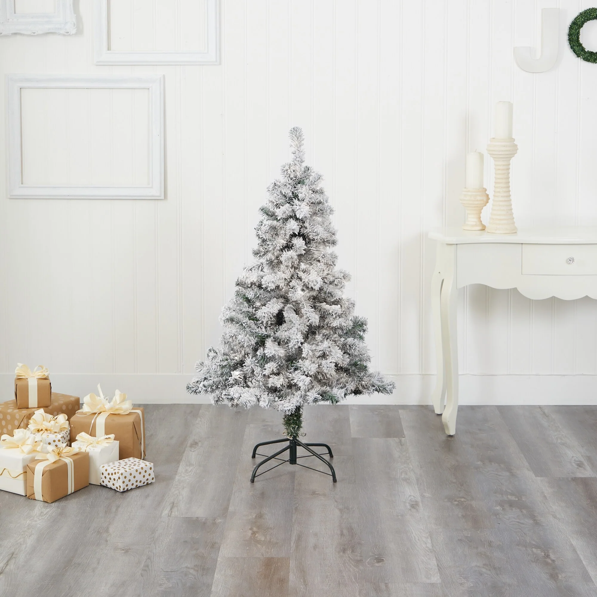 4' Flocked Rock Springs Spruce Artificial Christmas Tree, Unlit - 4 Foot