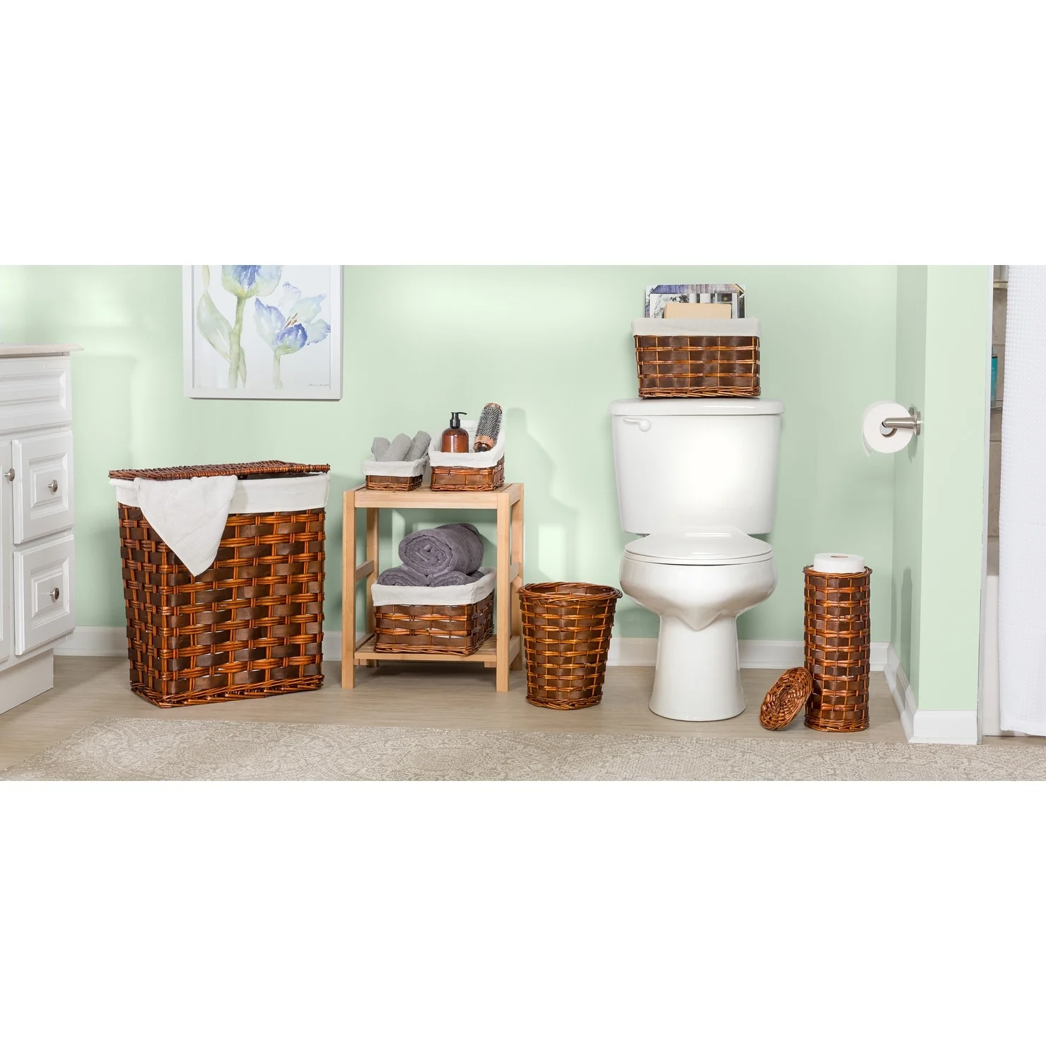 Honey-Can-Do Brown 7-Piece Wicker Bath Storage Set
