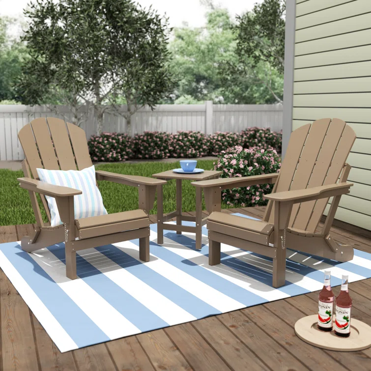 Moncrief 2 - Person Plastic Folding Adirondack Chair with Table