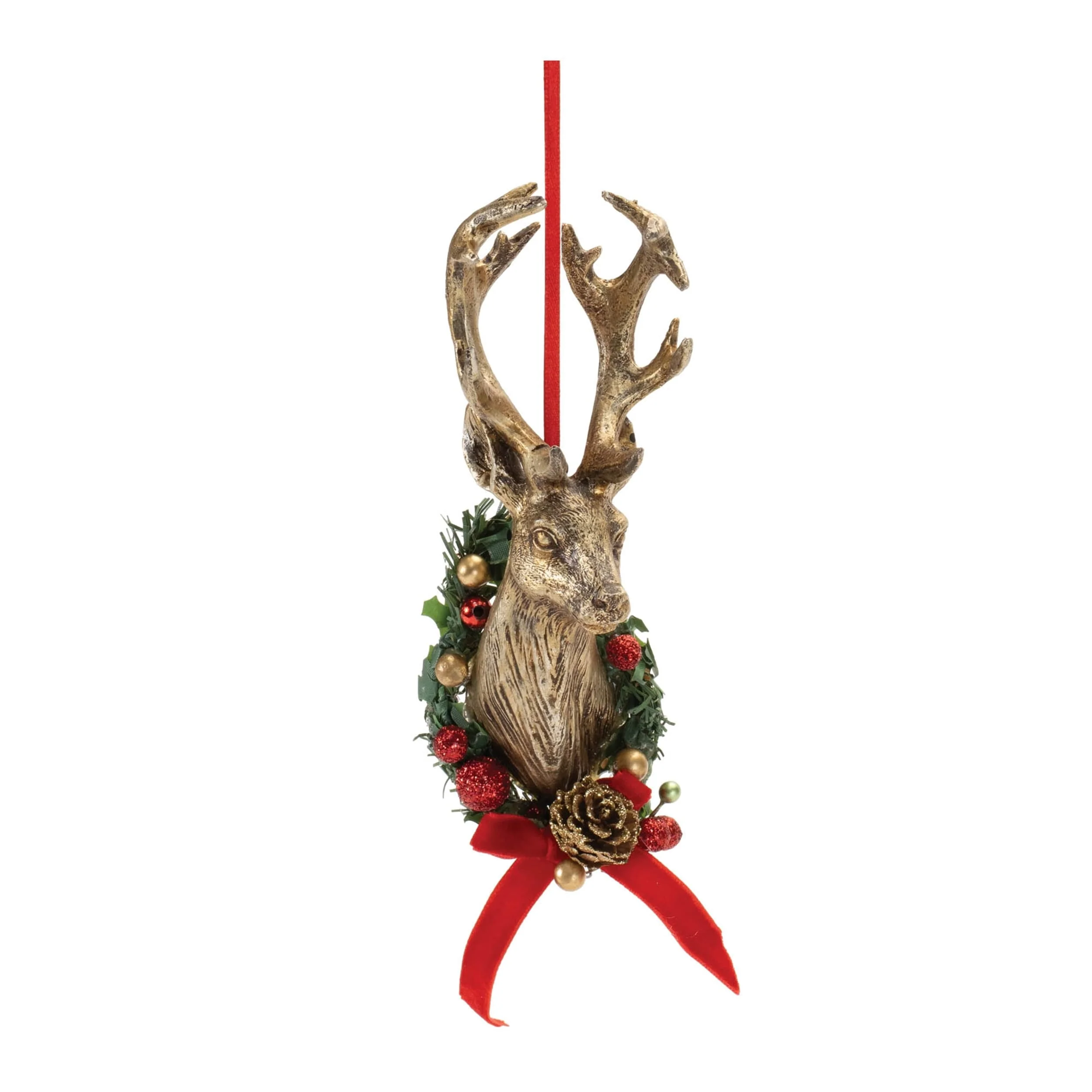 Set of 6 Rustic Deer Mount Ornaments for Tree and Holiday Decor - 3