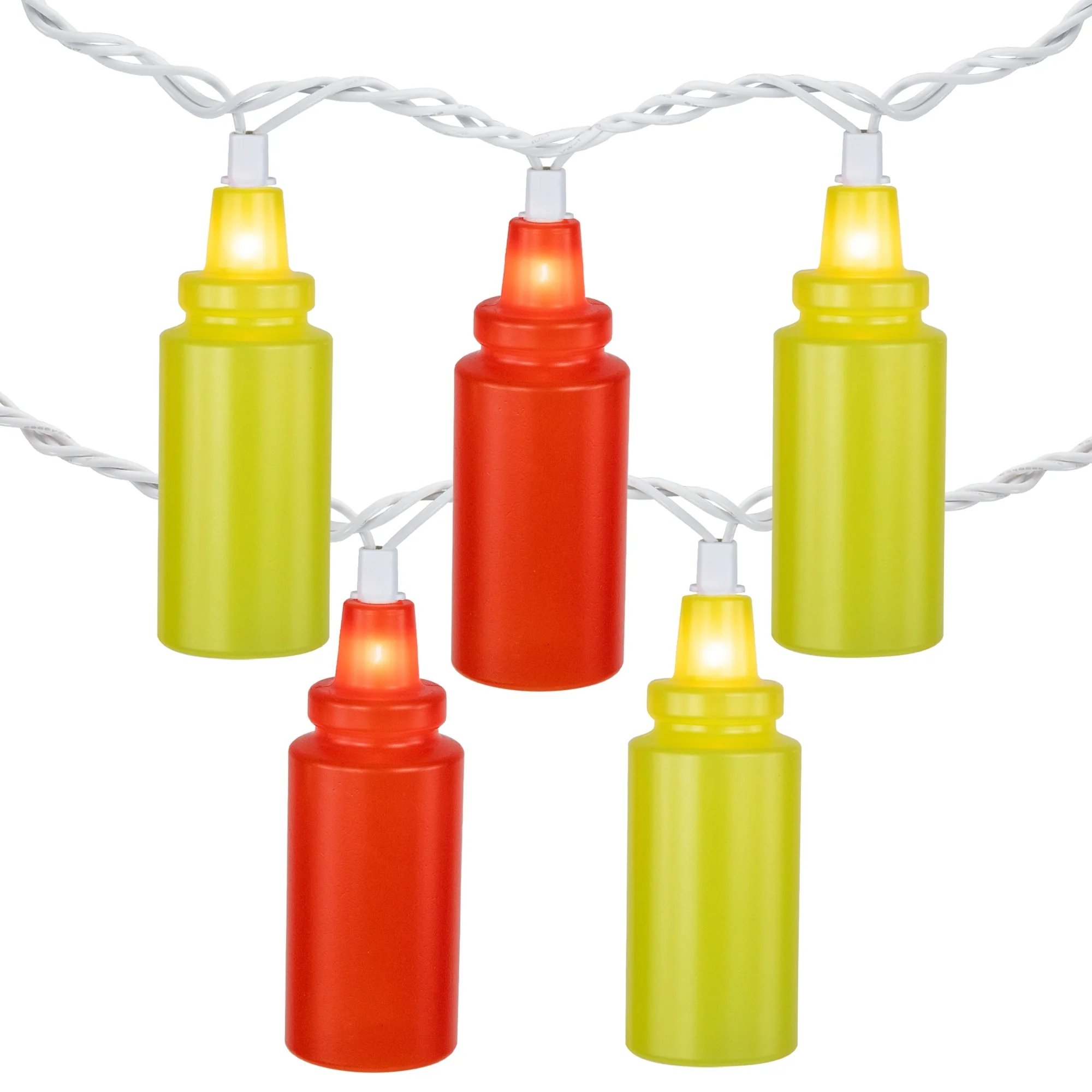 Ketchup Mustard Squeeze Bottles Patio Light Set - 6' White Wire - 10ct