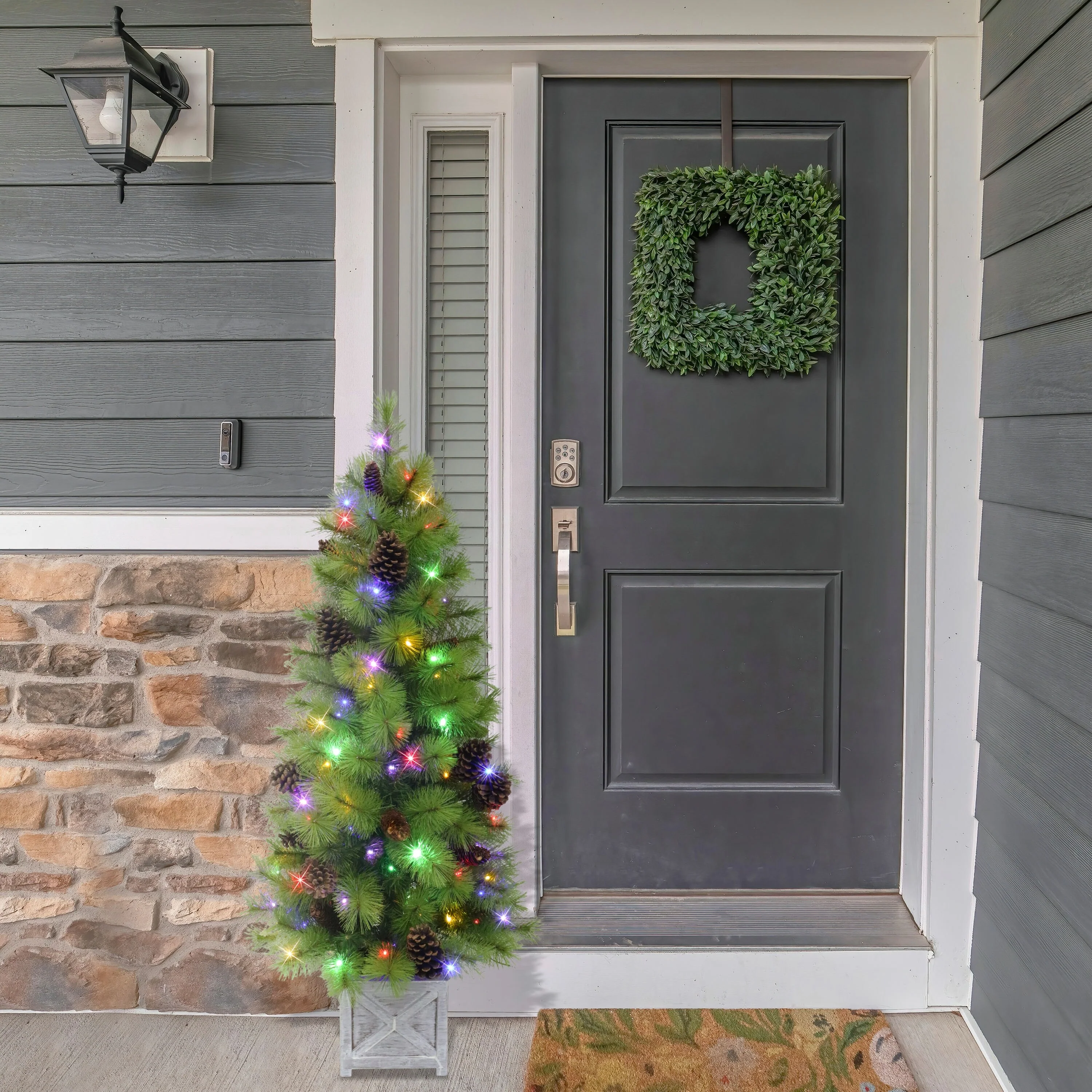 Puleo International 4.5' Pre-Lit Artificial Arkansas Pine Potted Tree