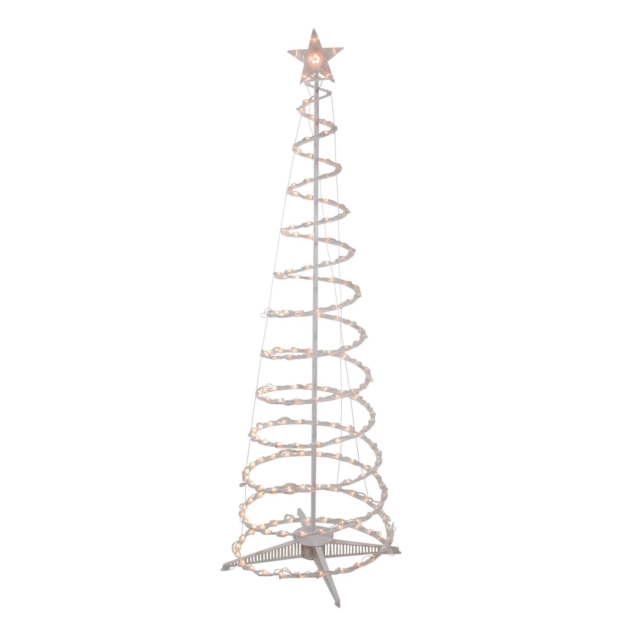 Spiral Cone Tree Lighted Outdoor Christmas Decoration - 6' - Clear Lights - White