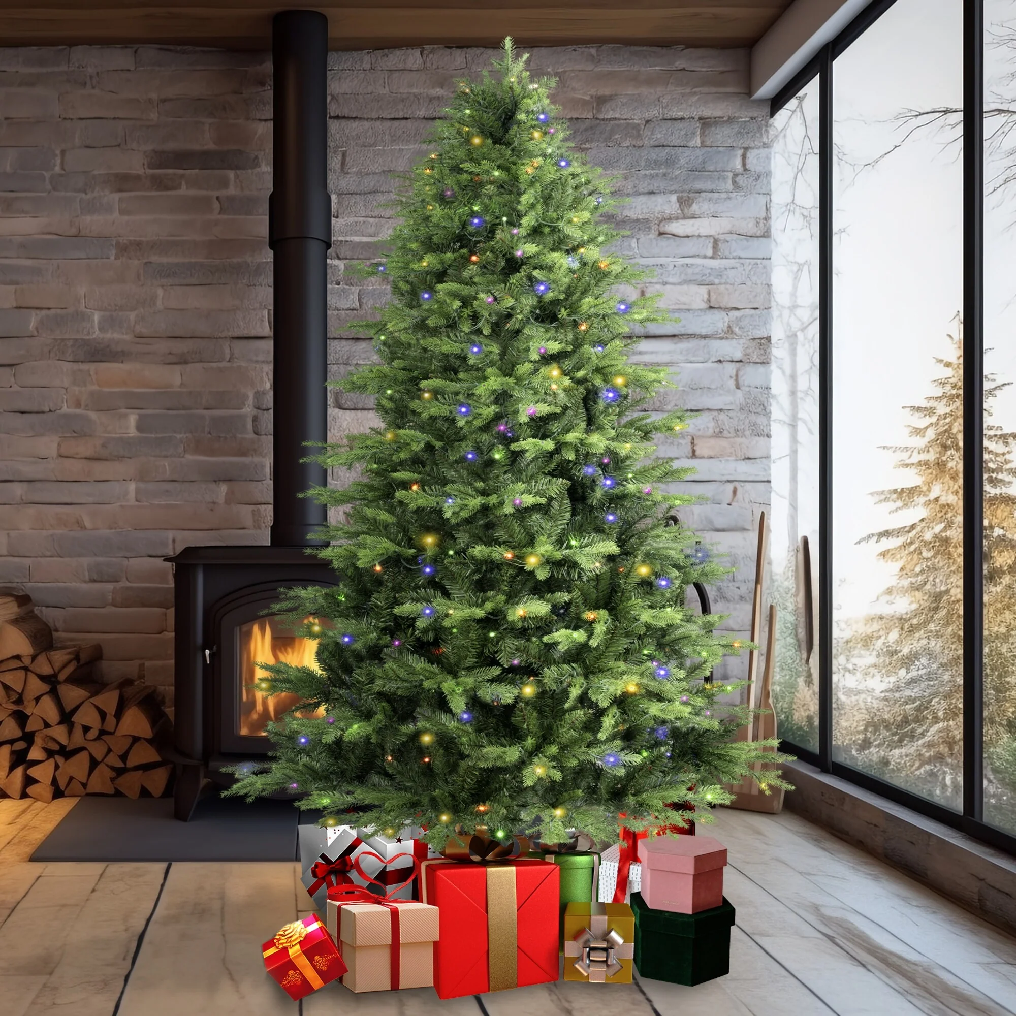 6.5FT Artificial Everett Balsam Tree with LED Lights and Easy Assembly