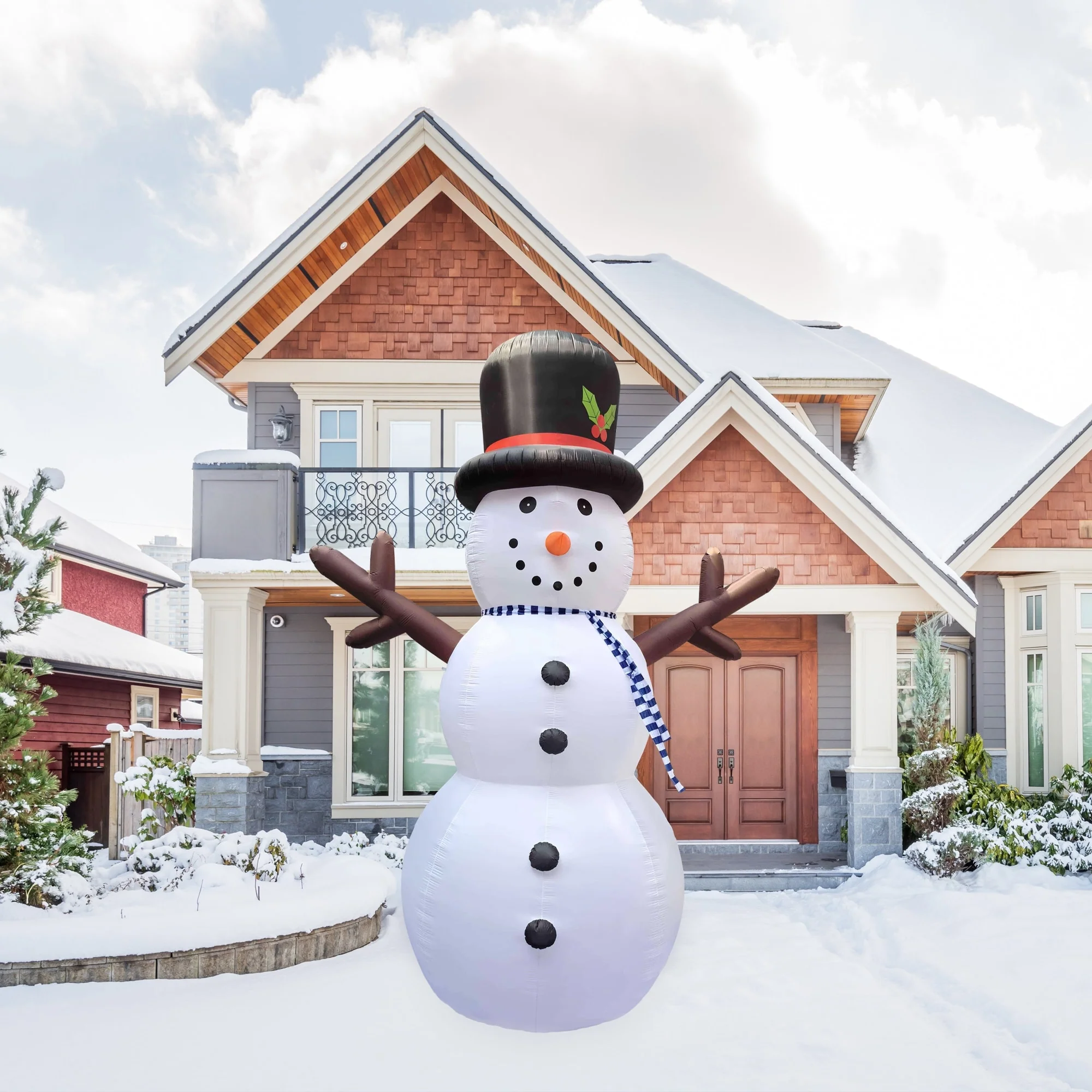Lighted Inflatable Snowman Outdoor Commerical Christmas Decoration - 20' - White