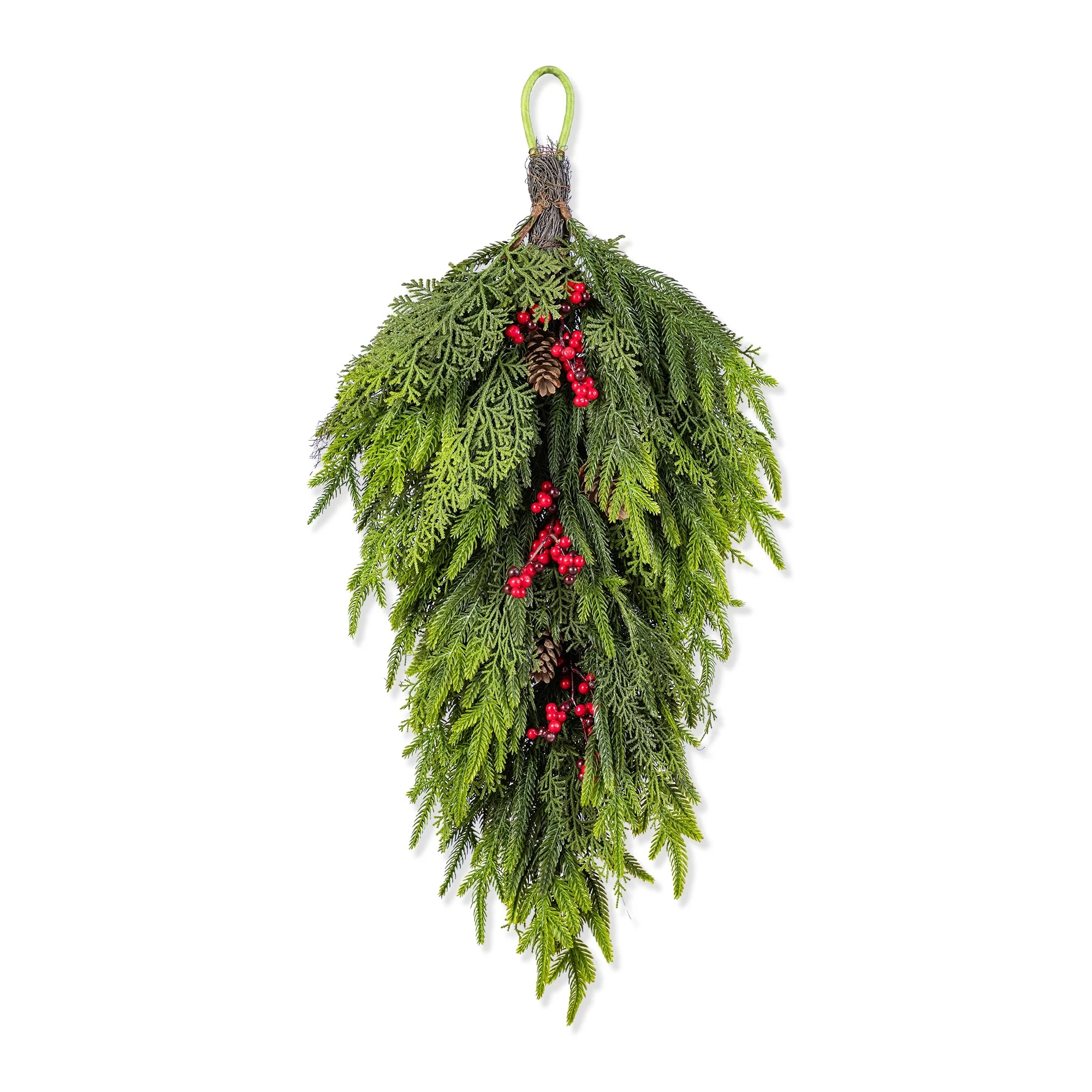 Glitzhome Christmas Greenery PE Dripping Wreath & Teardrop Set
