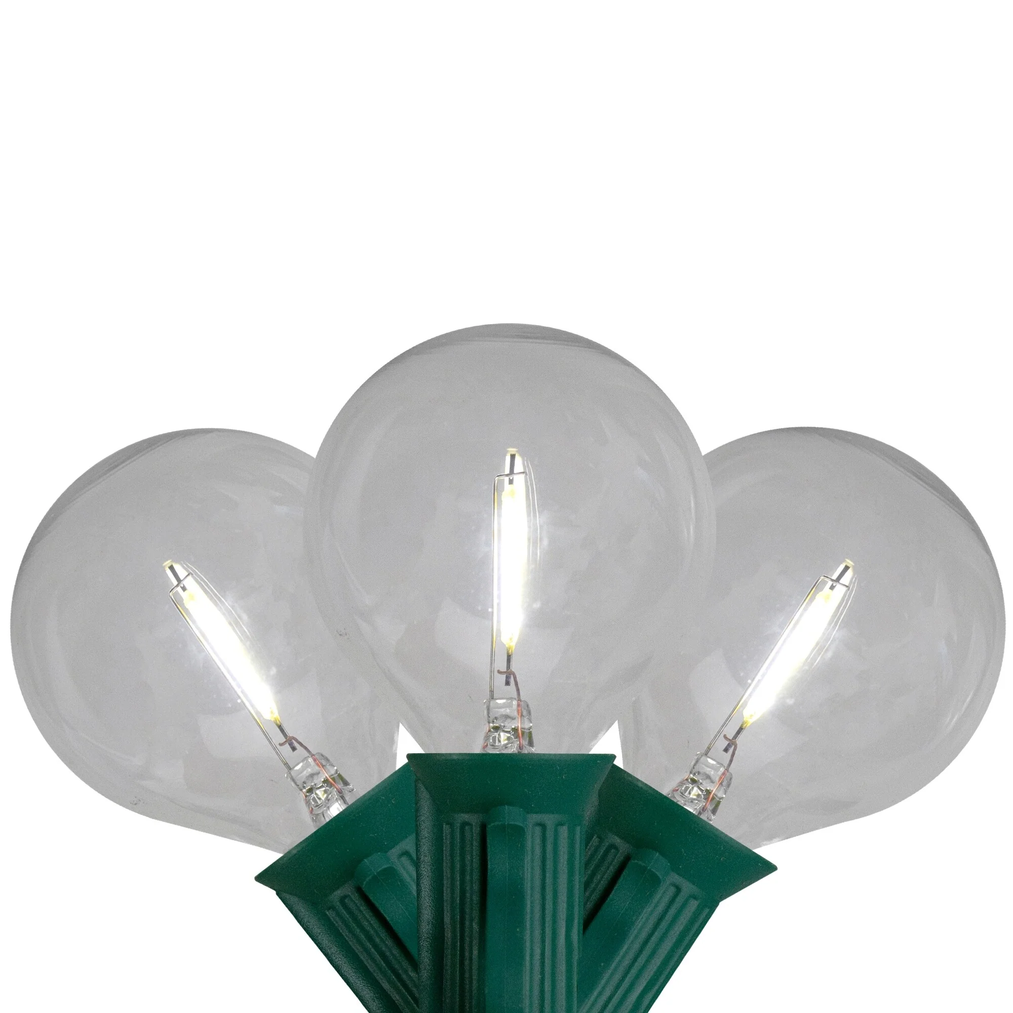 10ct Pure White LED G50 Globe Patio Lights, 10ft Green Wire