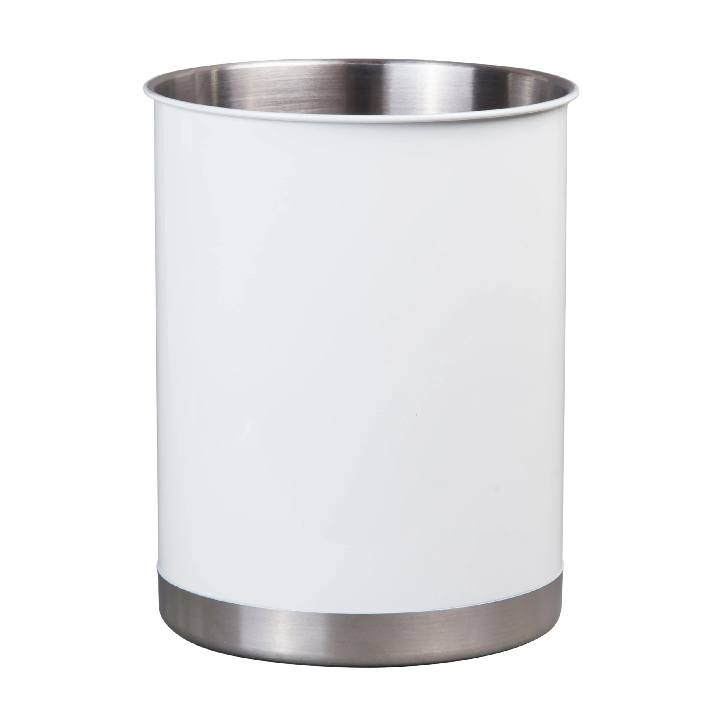 Creative Home Heavy Gauge Stainless Steel Large Tool Crock Utensil Holder Flatware Organizer, White Color