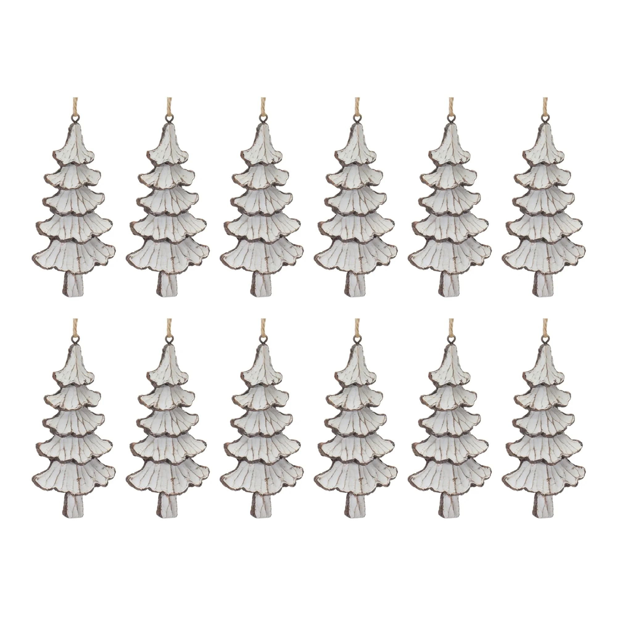Carved Pine Tree Christmas Ornaments - 5