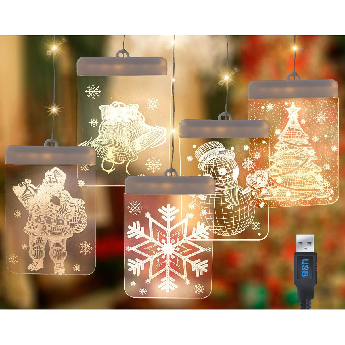 3D Christmas Hanging LED Window Lights