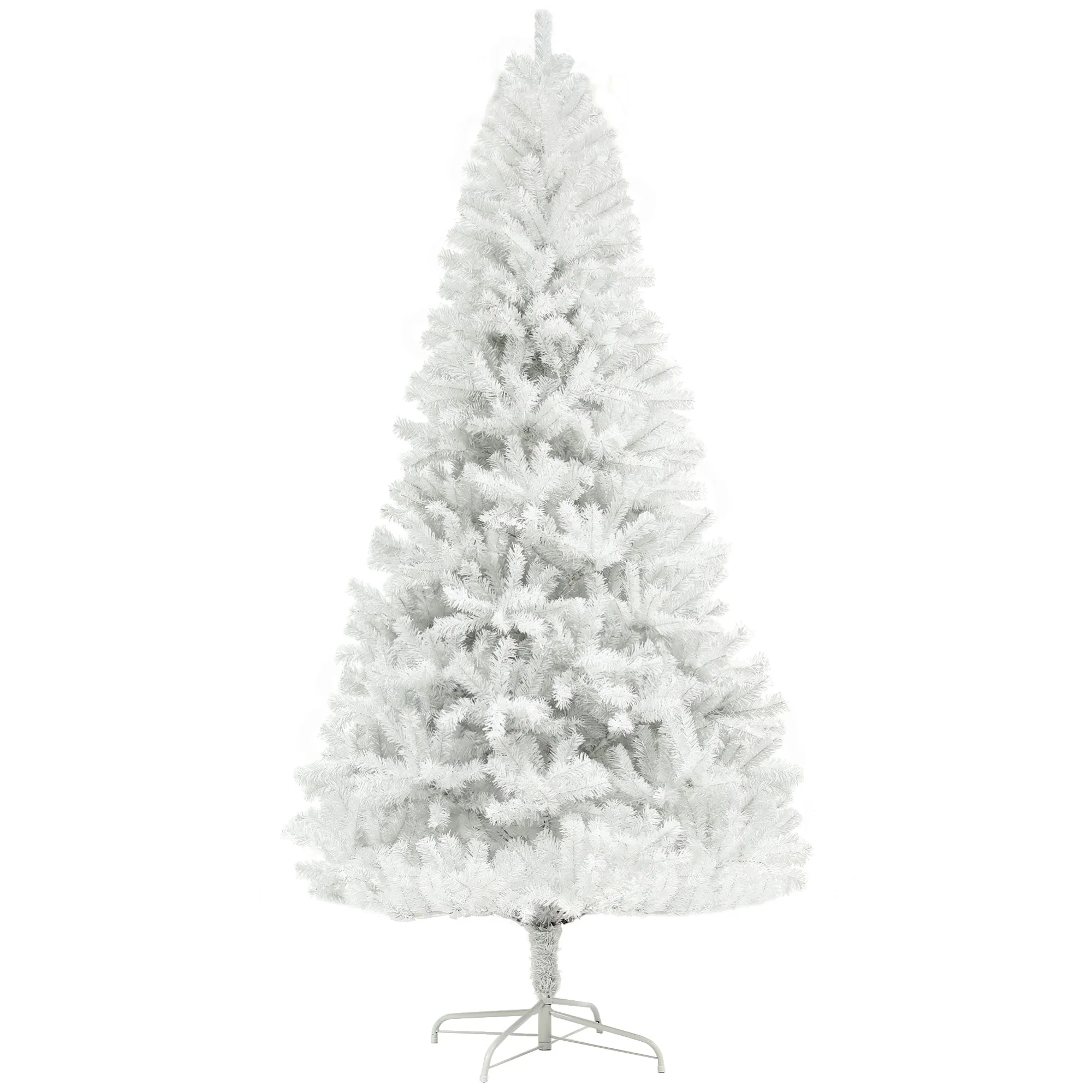 Unlit 6ft Artificial Christmas Tree, White Finish, Steel Base, Holiday Décor with 1000 Tips