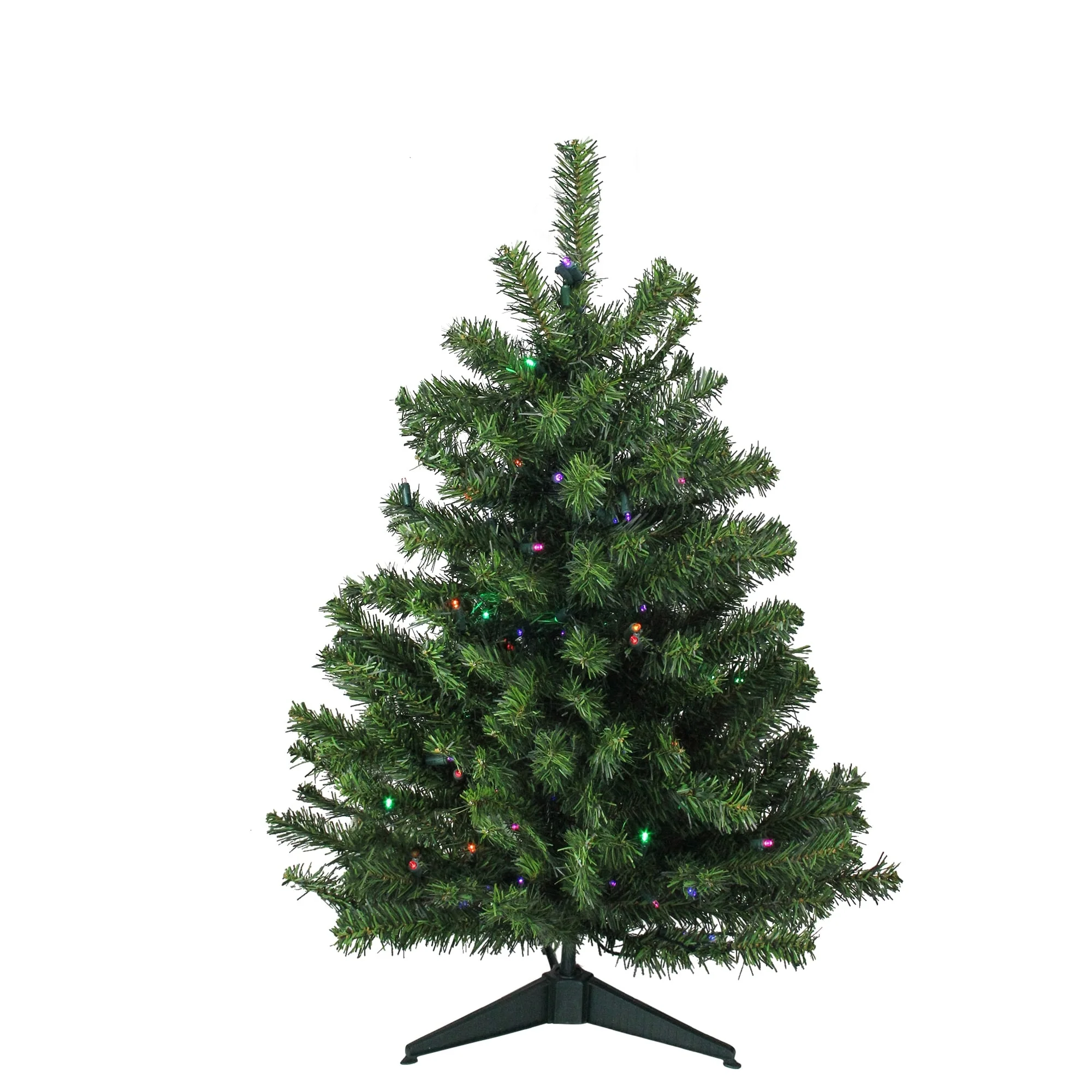 3' Full Canadian Pine Artificial Christmas Tree - Multicolor LED - 3 Foot