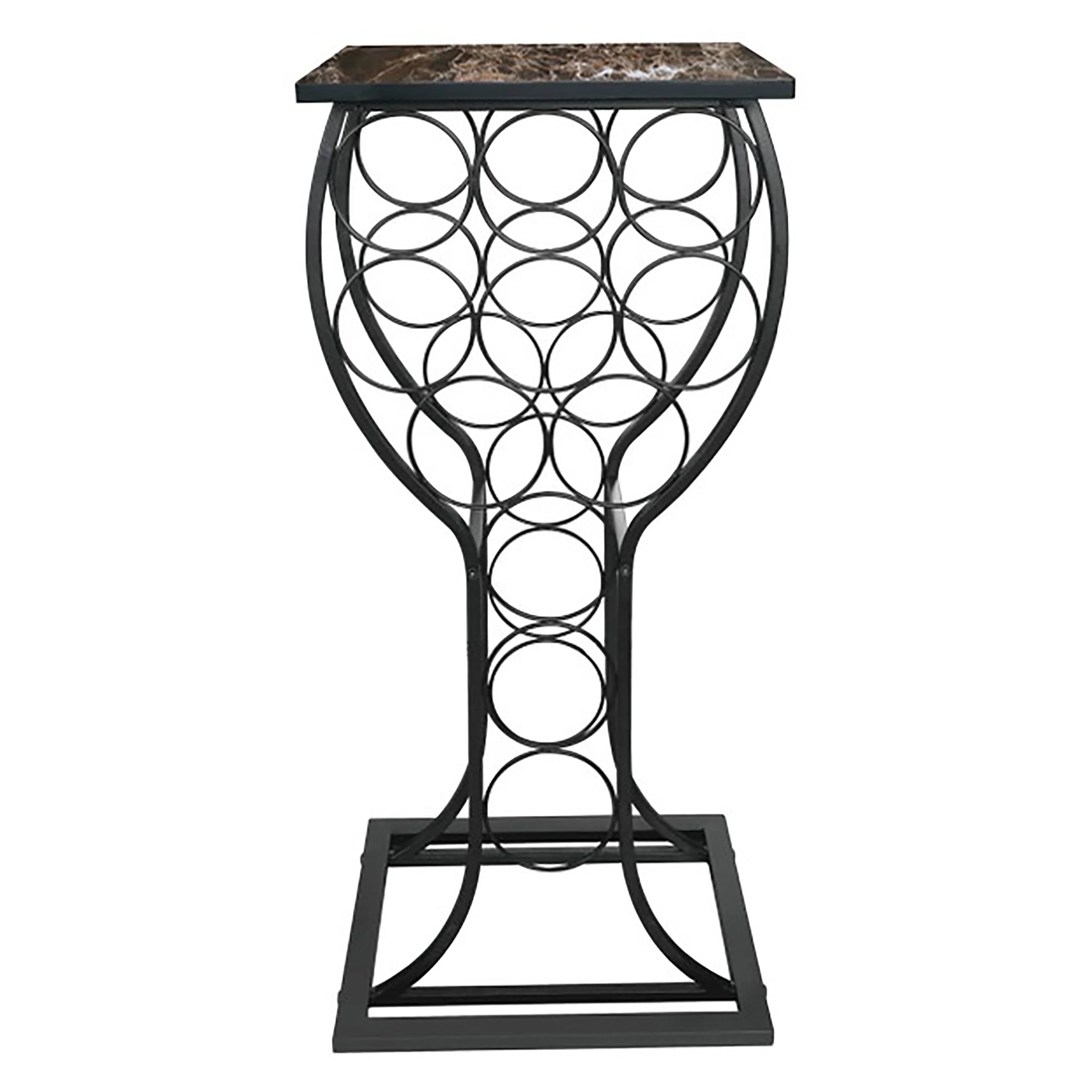 Metal with Marble Finish Top Wine Storage Organizer Display Rack Table