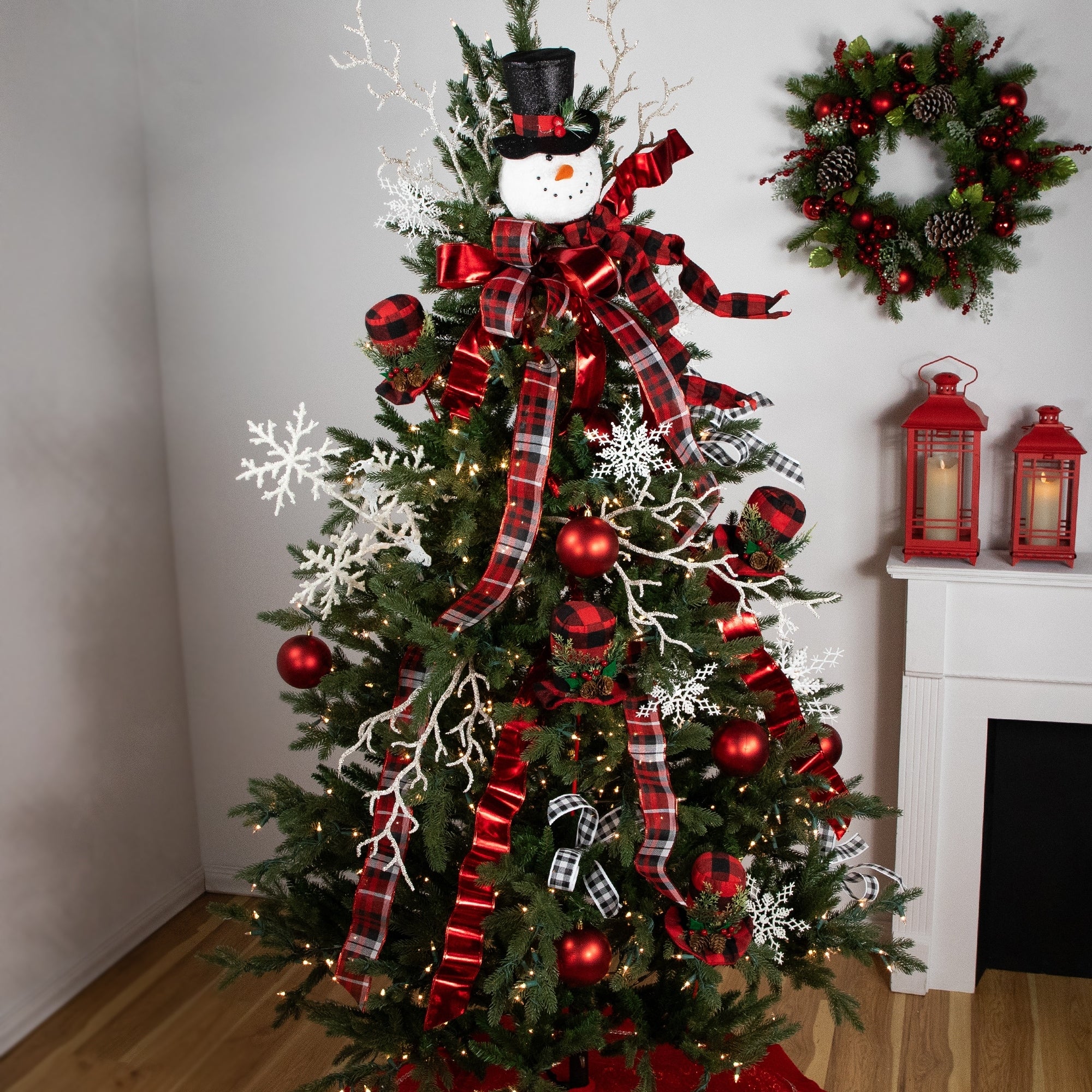 Plush Snowman in Top Hat Christmas Tree Topper -12