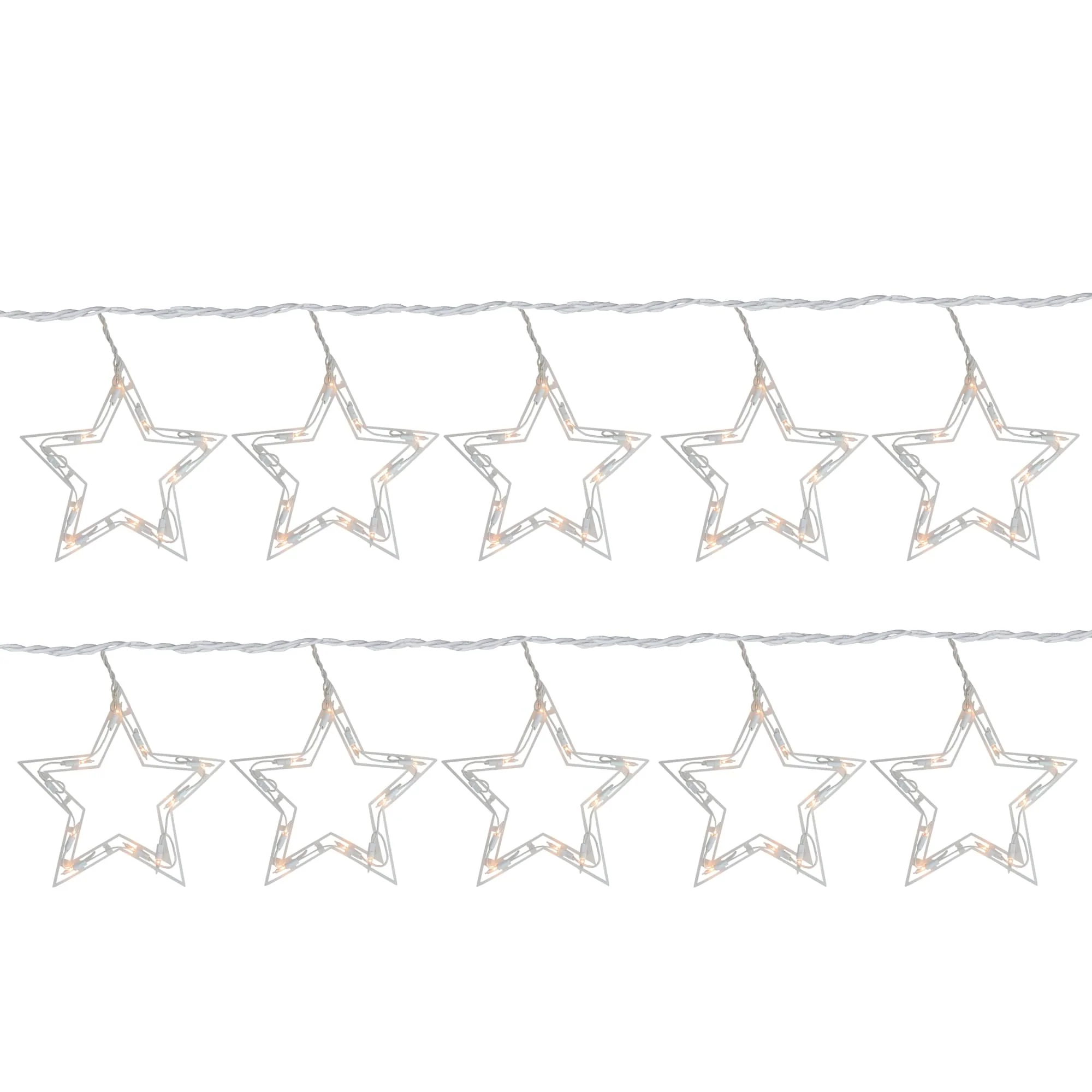 100 ct Clear Twinkling Star Icicle Christmas Lights 13.5 Ft White Wire