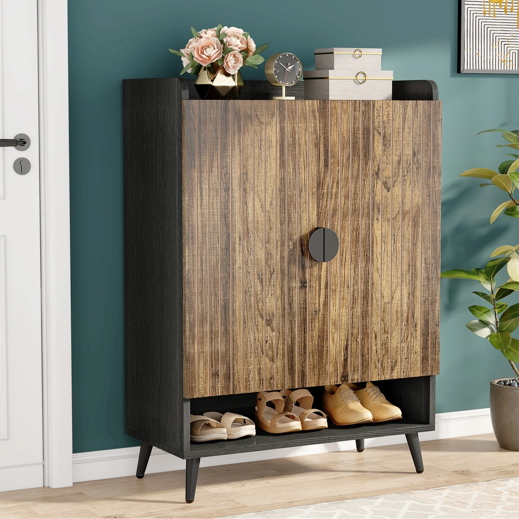 7-tier Shoe Storage Cabinet with Doors, Shoe Organizer Rack for Entryway, Bedroom, Living Room