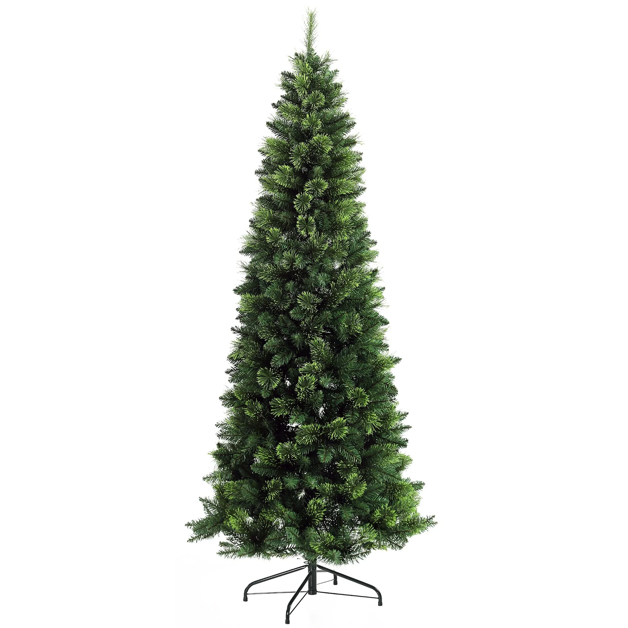 Slim 7.5ft Artificial Christmas Tree with Auto Open Feature, Steel Base, and 1075 Branches for Holiday Decoration