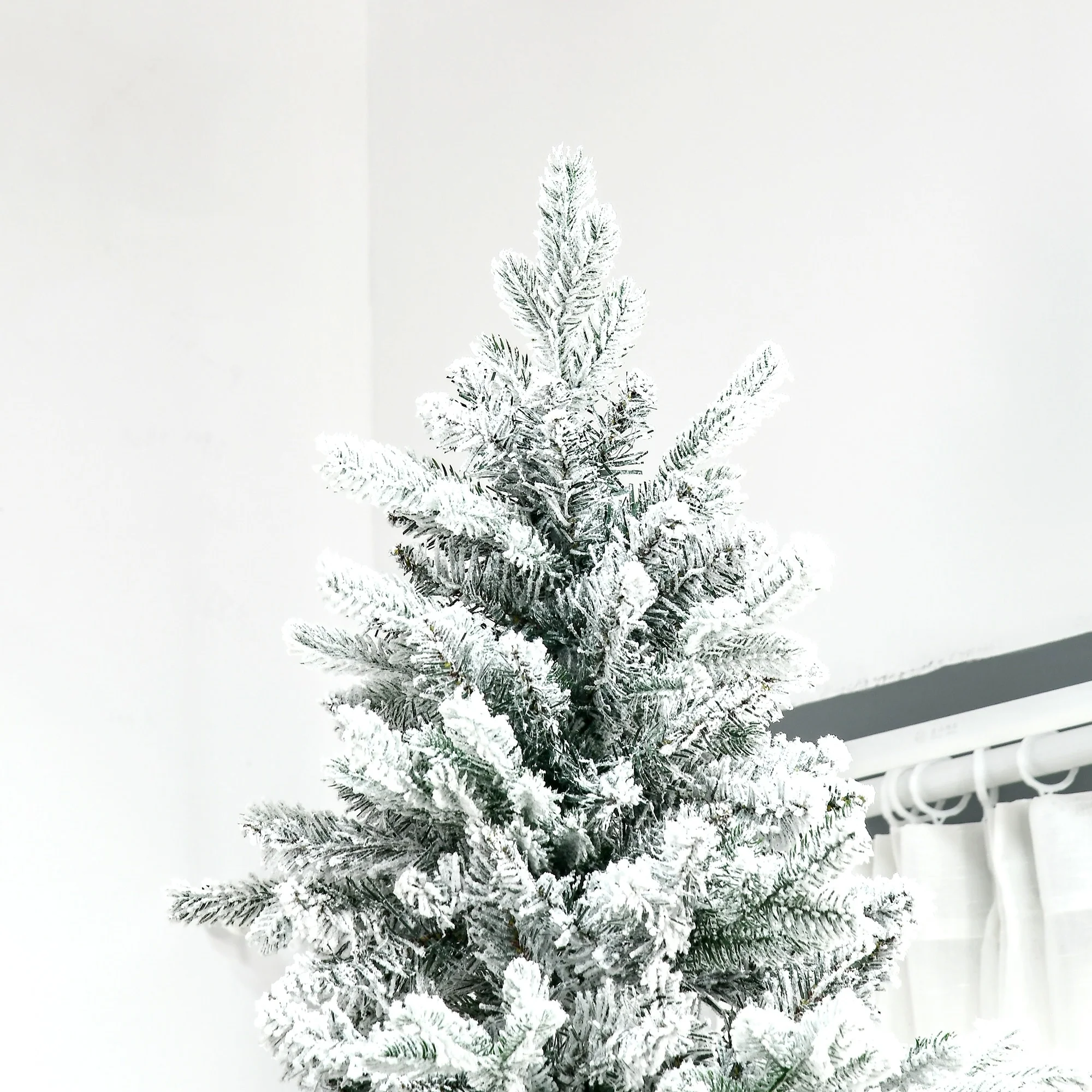 Unlit 9-Foot Snow Flocked Artificial Pine Christmas Tree, 2068 Branch Tips, Perfect for Home Holiday Decor