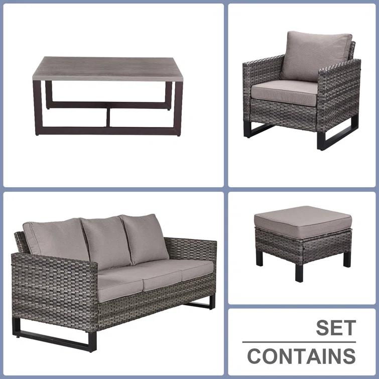 Nazime 5 - Person Outdoor Seating Group with Cushions