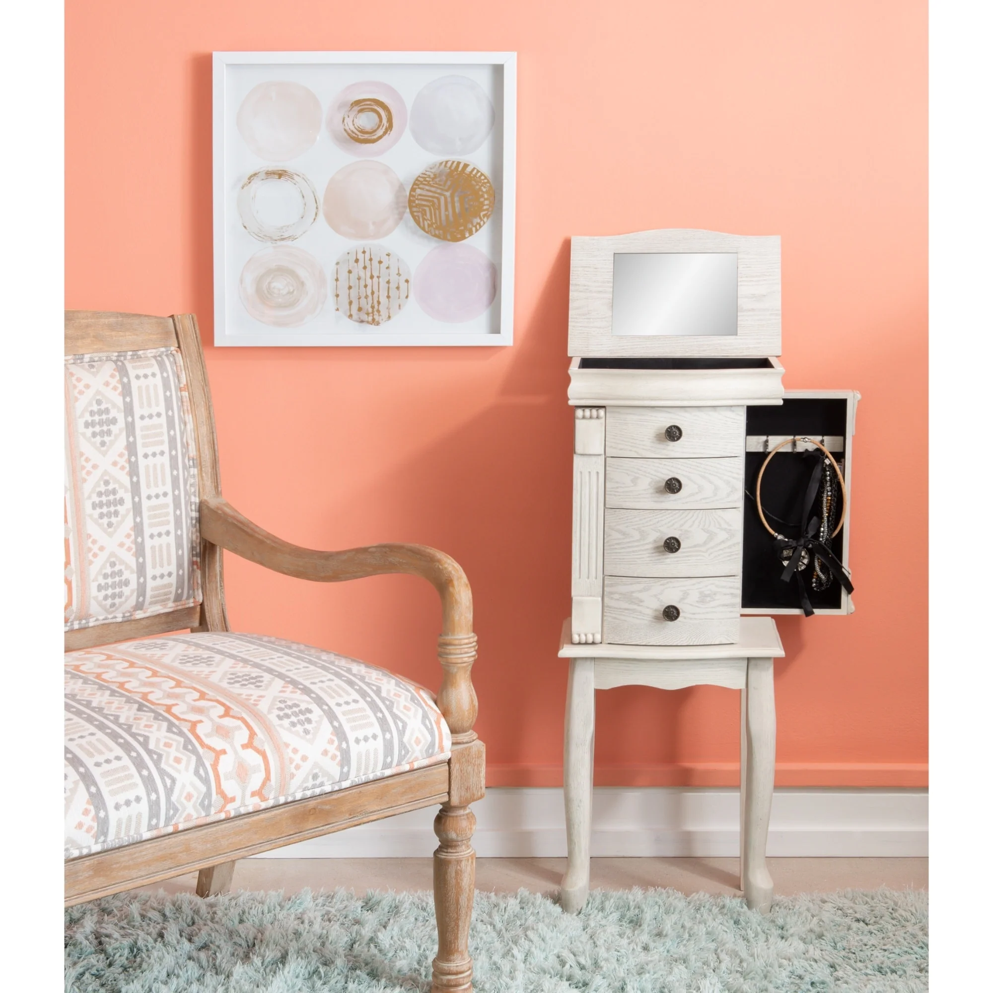 Jewelry Armoire with Storage Drawers - 35.25
