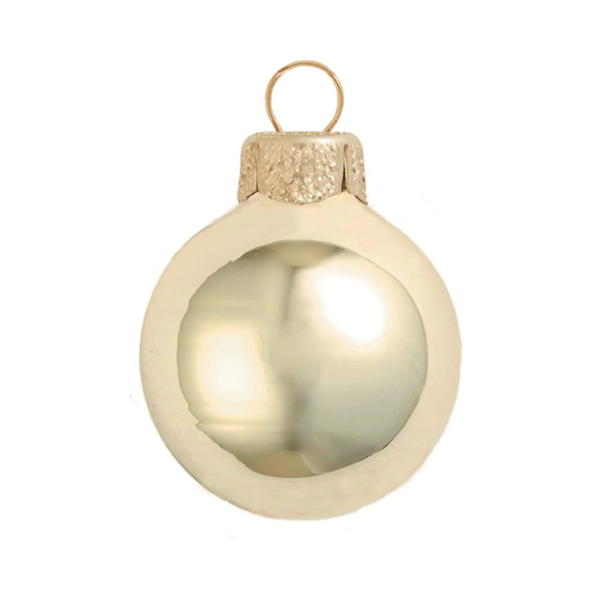 12ct Shiny Champagne Gold Glass Ball Christmas Ornaments 2.75