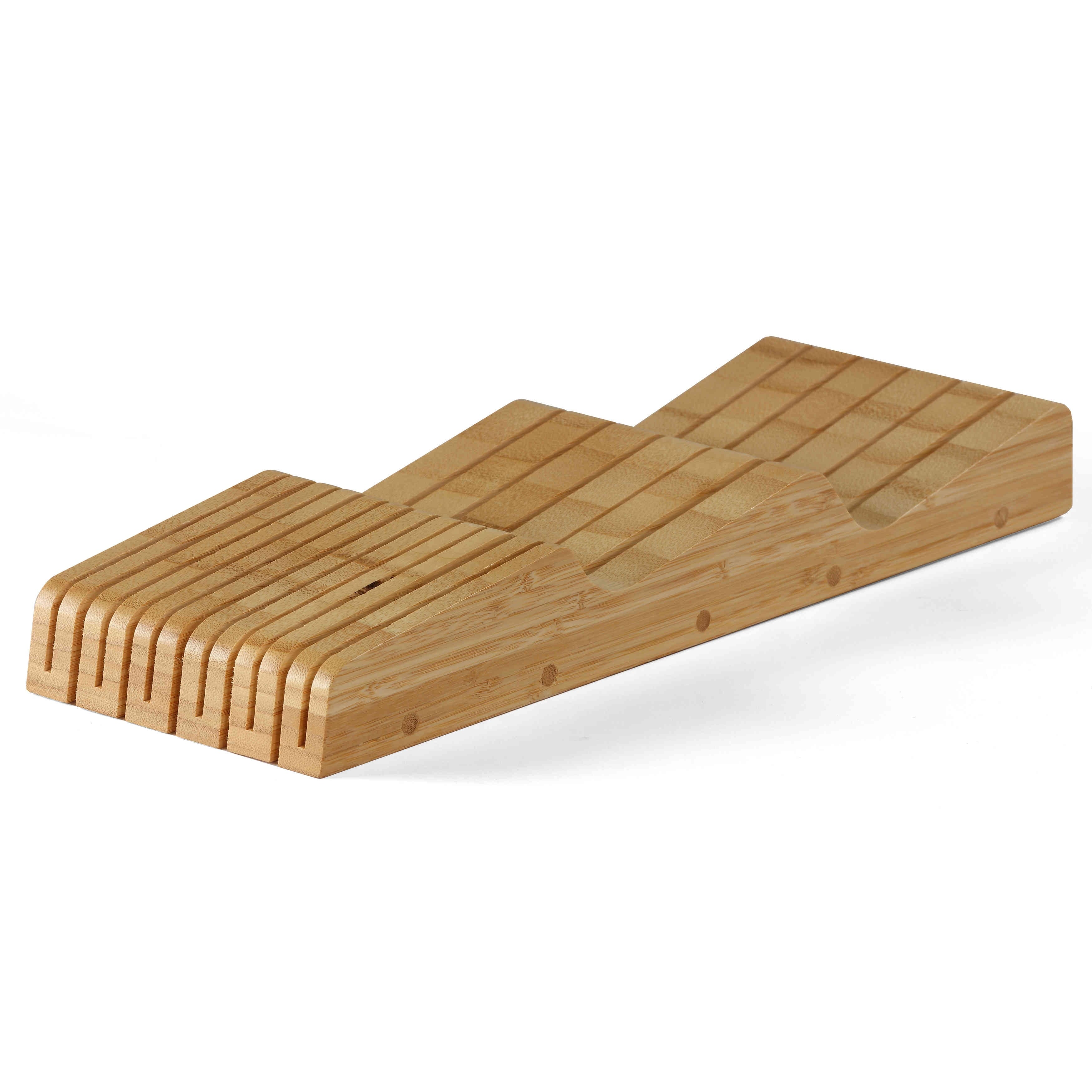 Cortesi Home Kassandra Natural Bamboo In-Drawer Knife Block