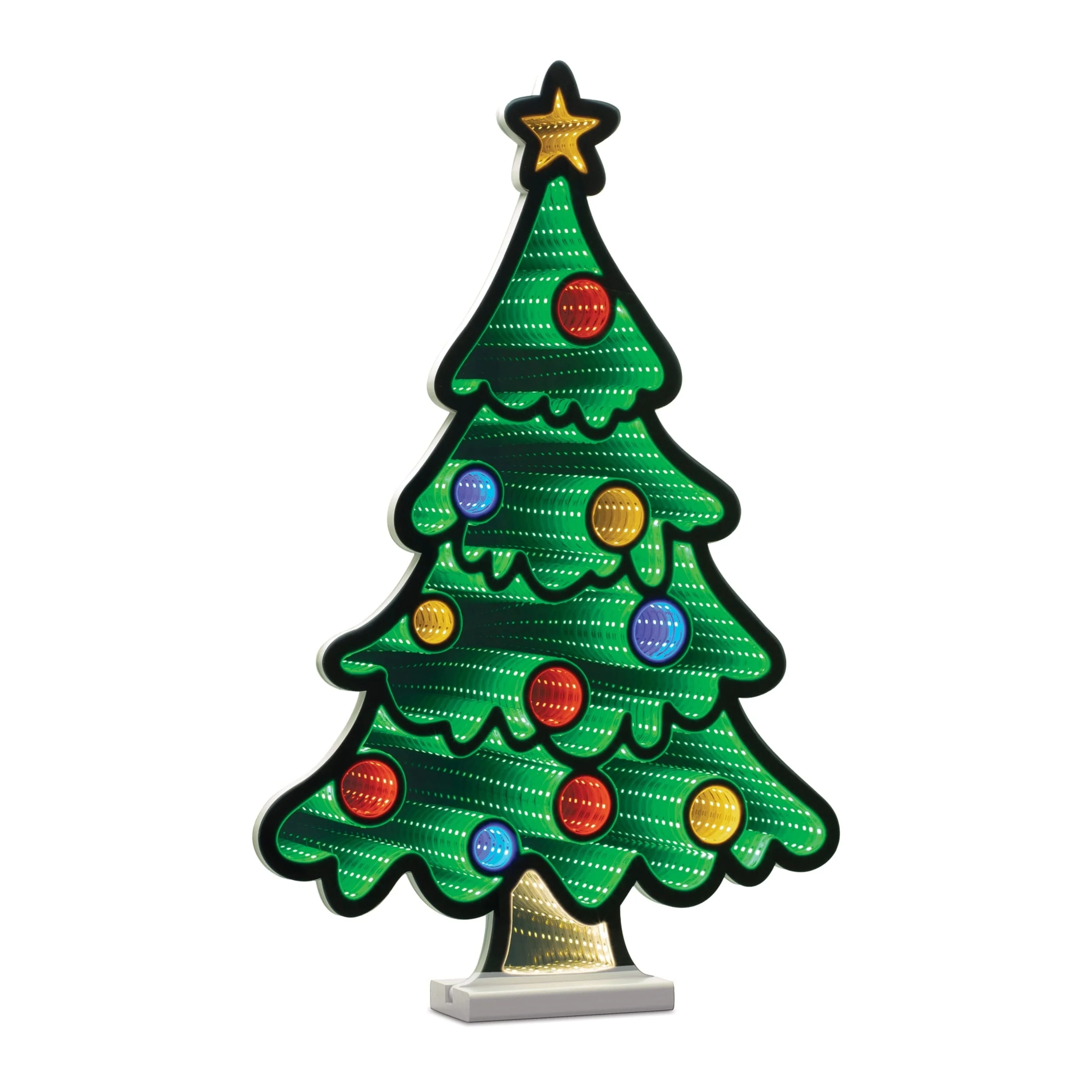 Acrylic Plastic Christmas Tree with Infinity Light and Star Topper - 16.75” x 2.75” x 23.5” (L x W x H)