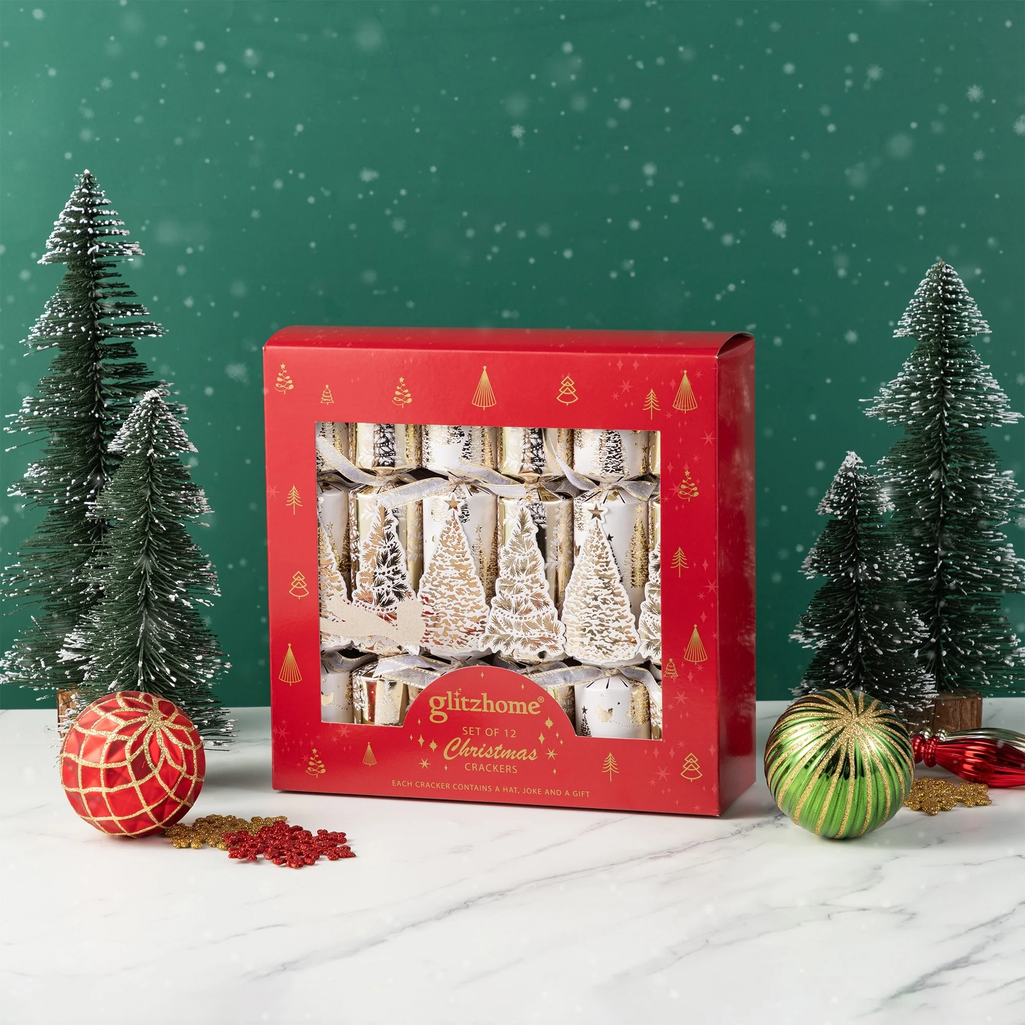 Glitzhome 12 Pack Christmas Tree Party Cracker with Gift Contents
