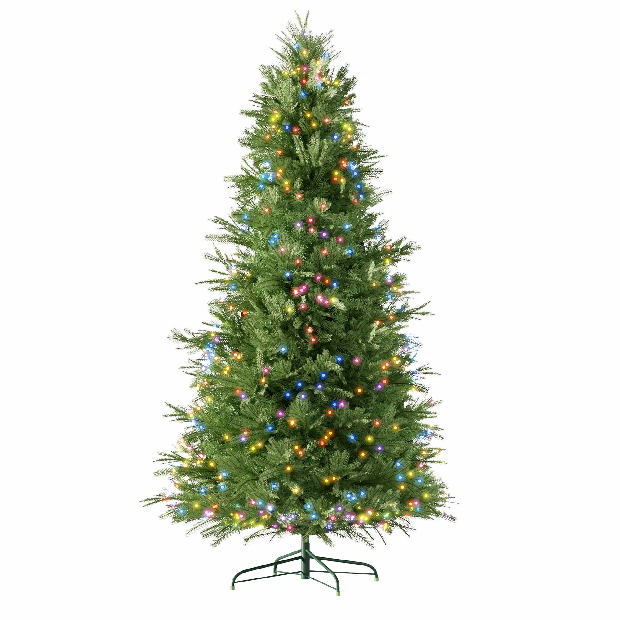 7.5ft Artificial Christmas Tree with 550 Multi-Colour LED Lights and 2286 Branch Tips for Indoor Use