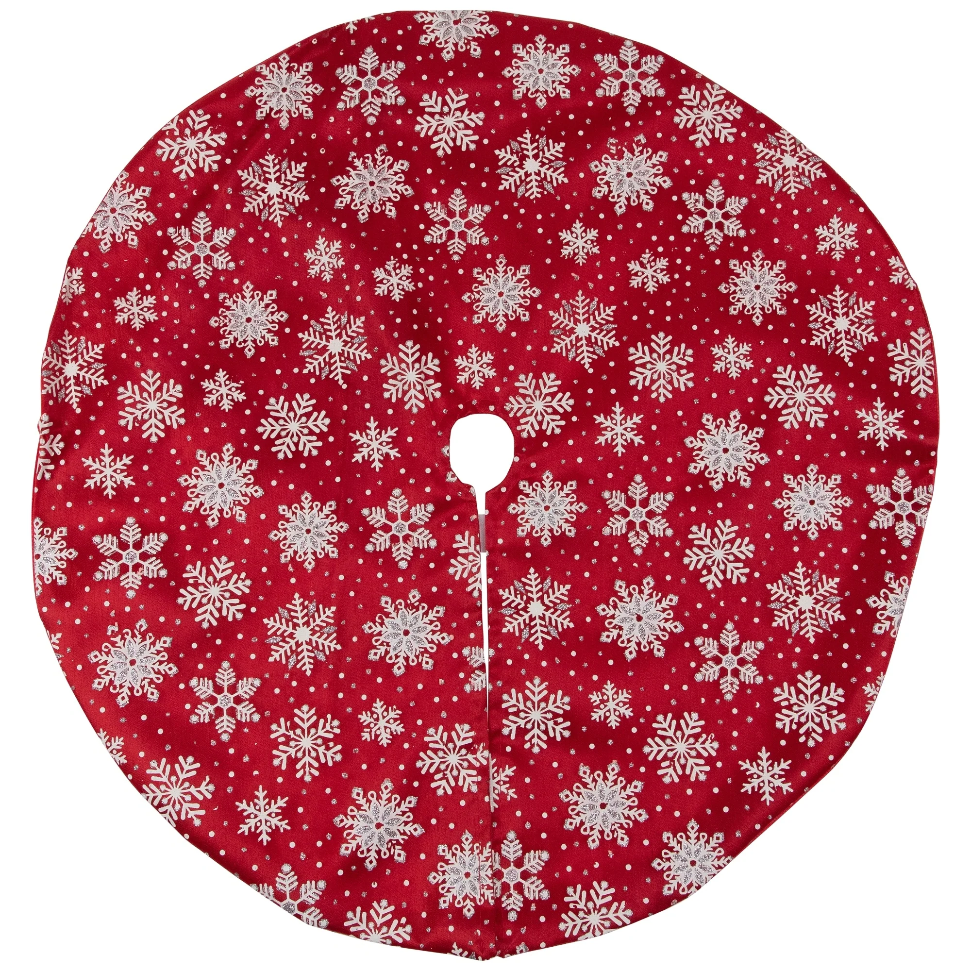 Glitter Snowflake Mini Christmas Tree Skirt - Red - 20