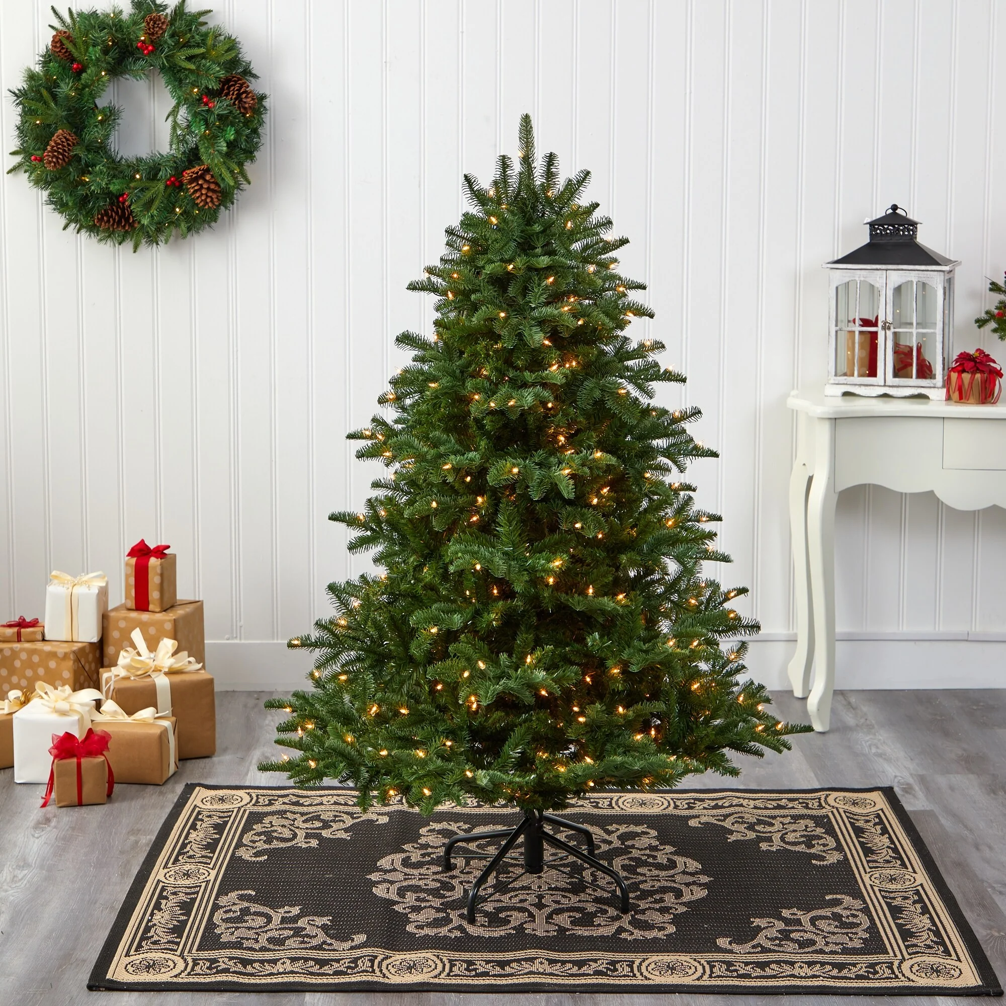 5' Pre-Lit South Carolina Spruce Artificial Christmas Tree, Clear LED Lights - 5 Foot