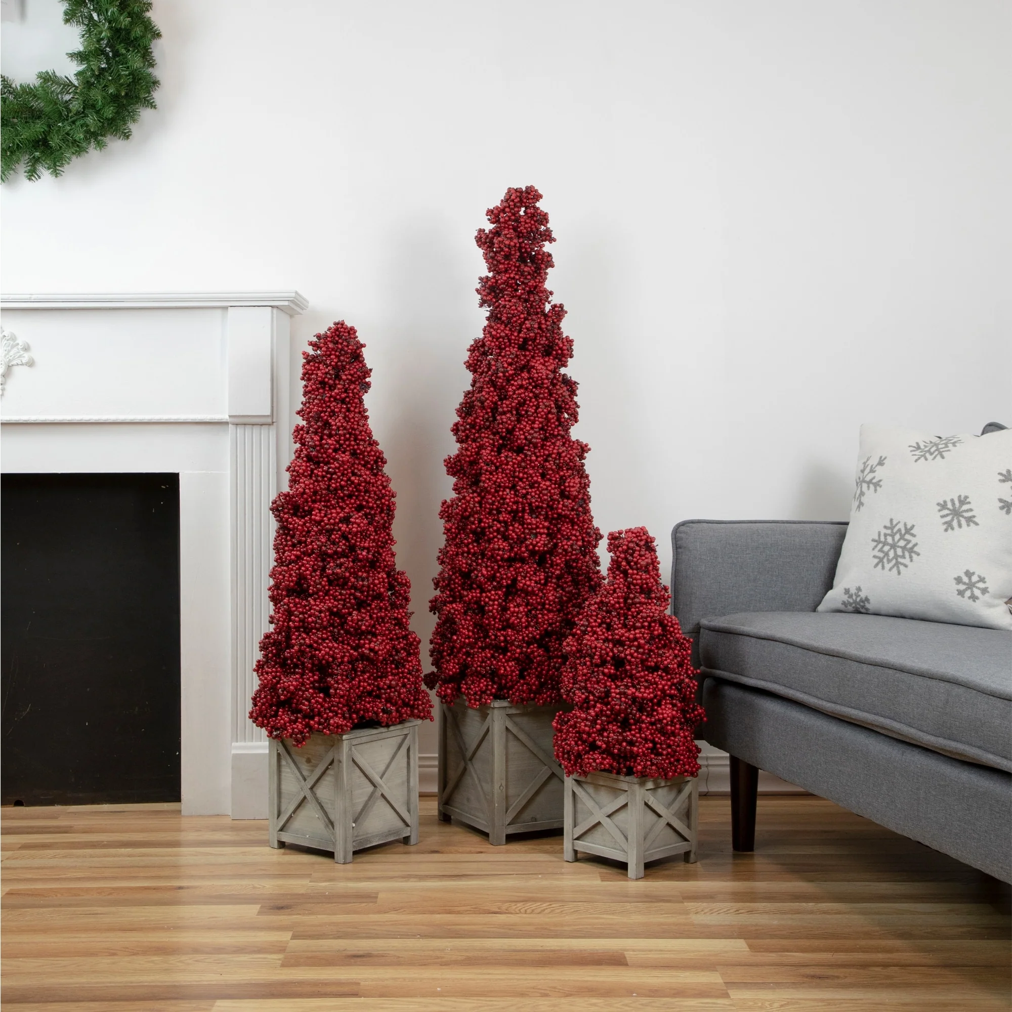 Artificial Berry Cone Potted Christmas Topiary - 50