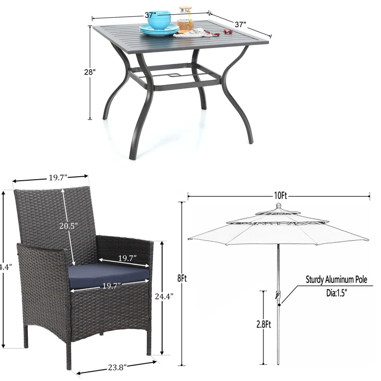 Alyah 4 - Person Square Outdoor Dining Set with Cushions