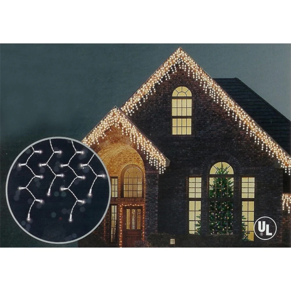 Set of 150 Heavy Duty Commercial Grade Clear Icicle Christmas Lights- White Wire