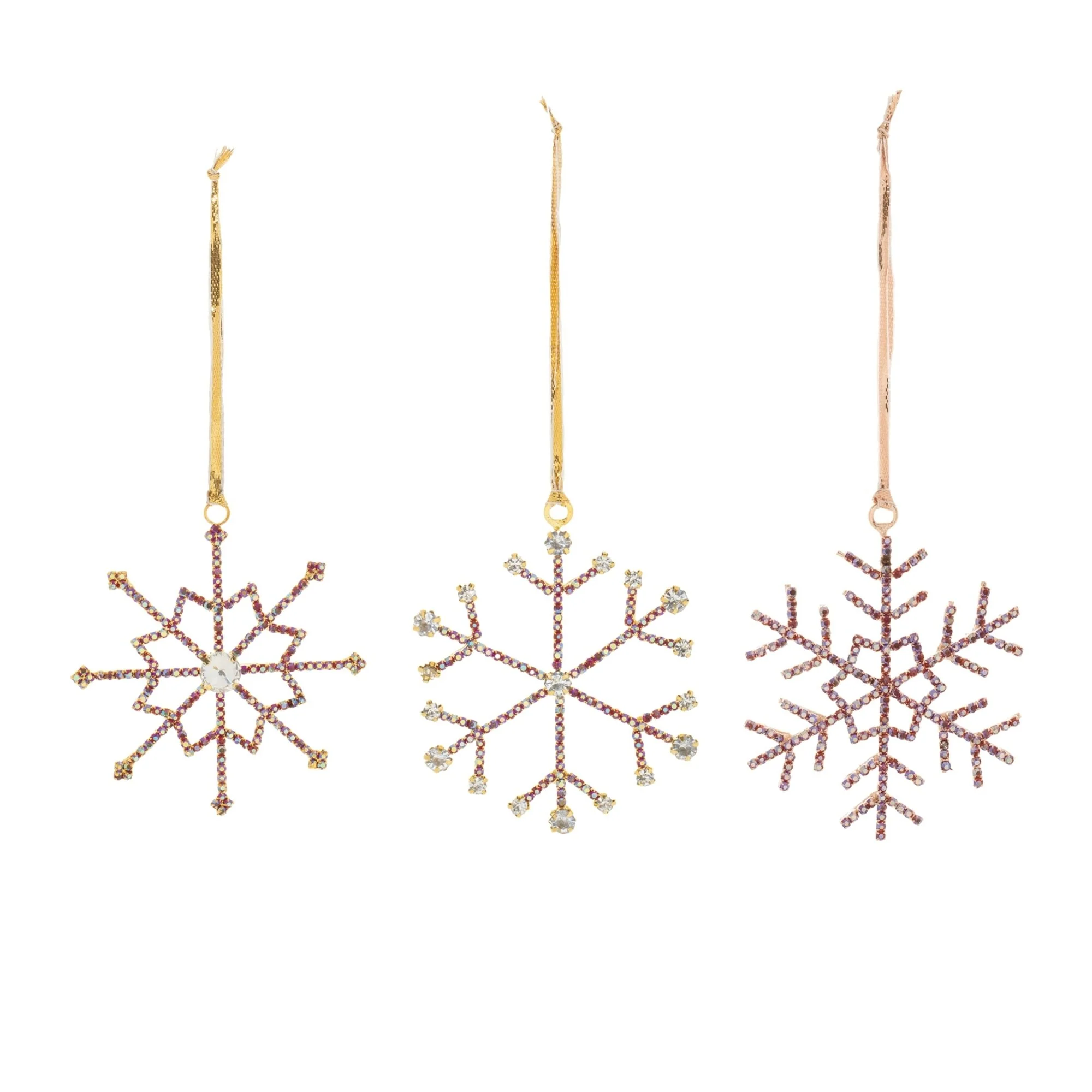 Jeweled Metal Snowflake Christmas Ornaments - 3.5