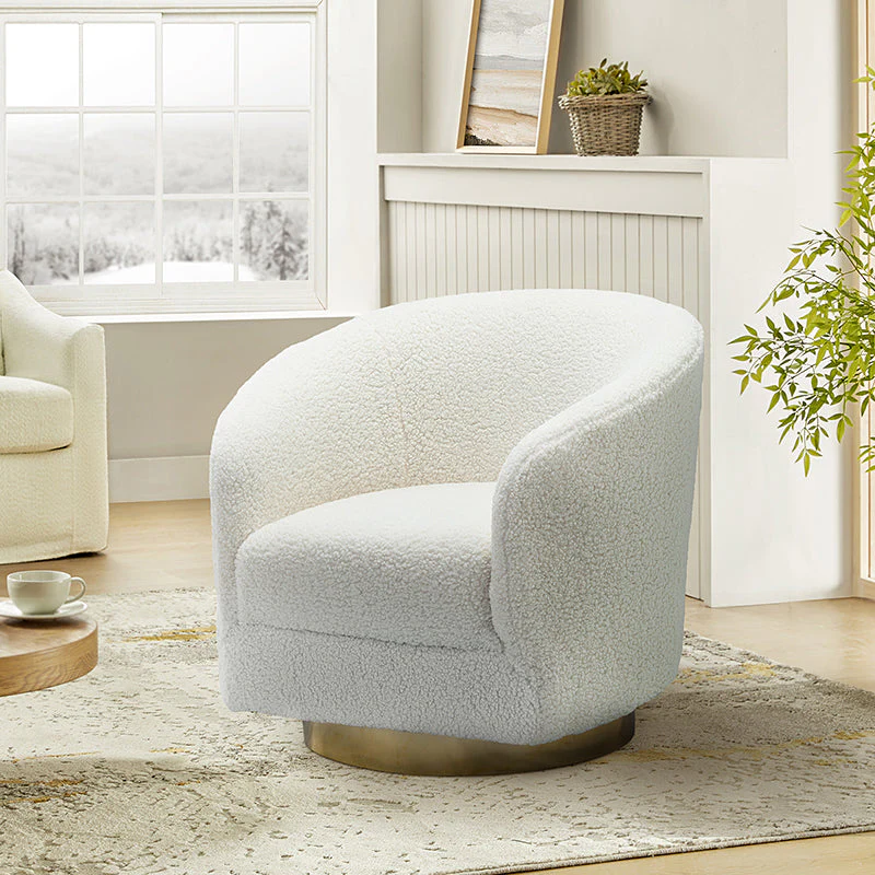 Victoria Boucle Swivel Barrel Armchair