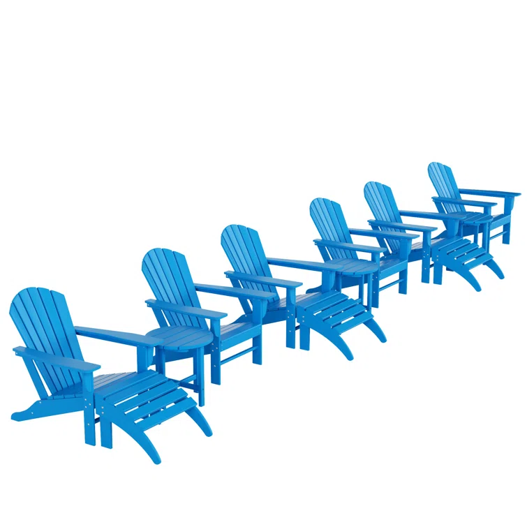 Shaunna Plastic Adirondack Chair with Table and Ottoman