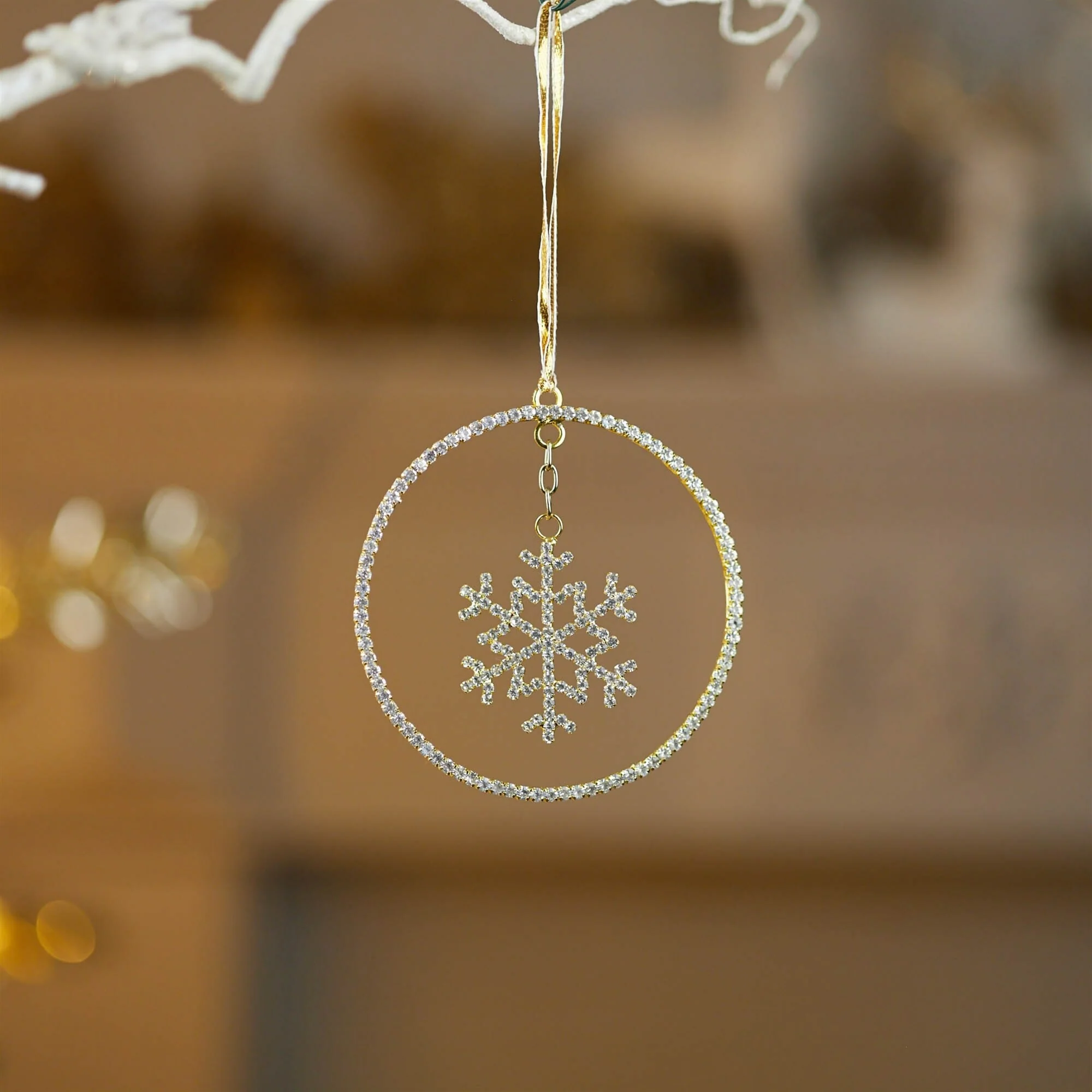 Glass Beaded Snowflake Disc Christmas Ornaments - 4