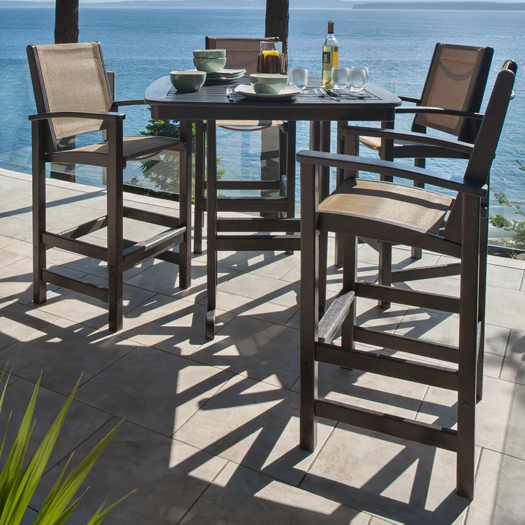 Coastal 5-Piece Bar Set in Black / Burlap Sling