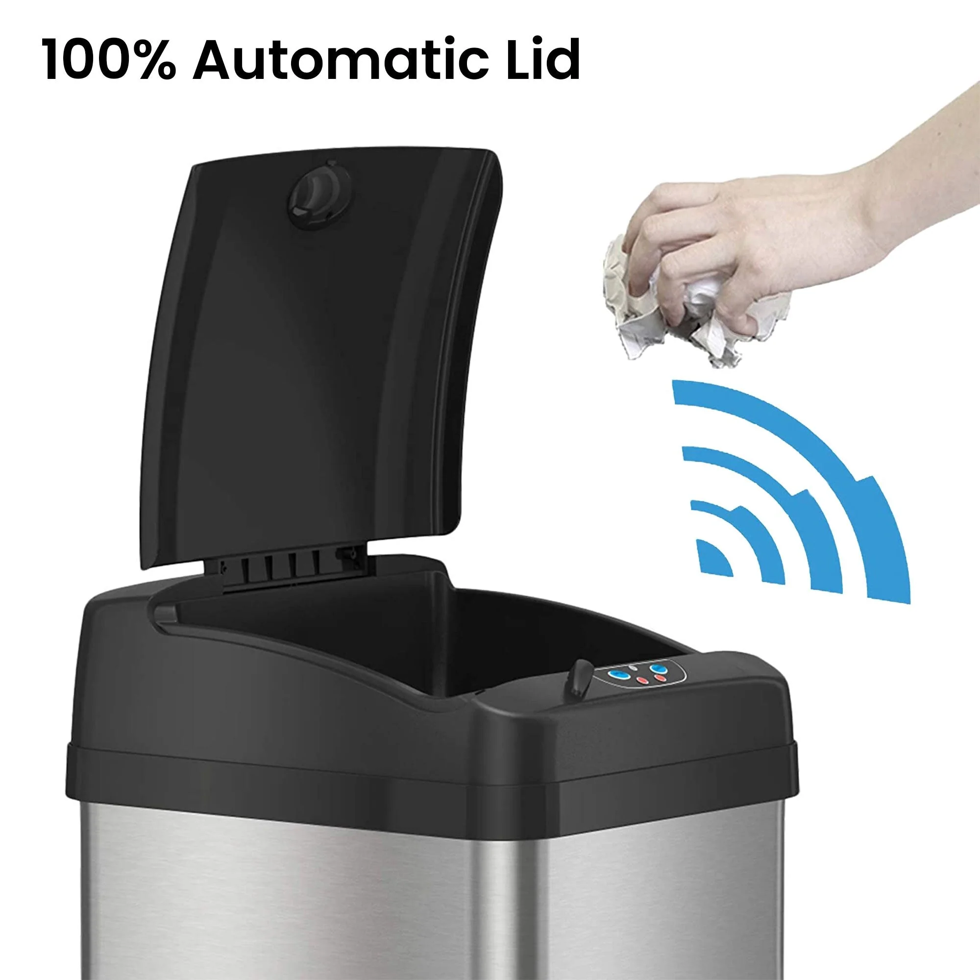 iTouchless 13 Gal Extra-Wide Stainless Steel Sensor Kitchen Trash Can