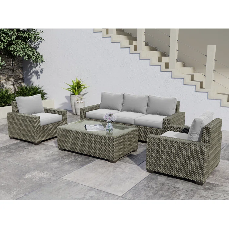 Caydan 5 - Person Outdoor Seating Group with Cushions