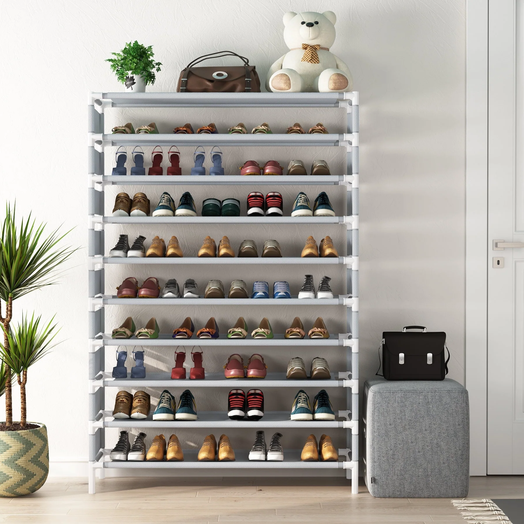 10 Tiers Shoe Rack, Large Capacity Shoe Organizer, Shoe Shelf for 50 Pair - 10-tier