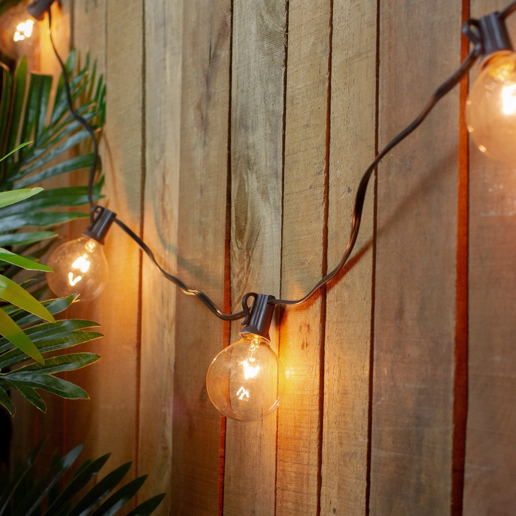 G50 Globe Patio Lights - Clear - 19' Black Wire - 20ct