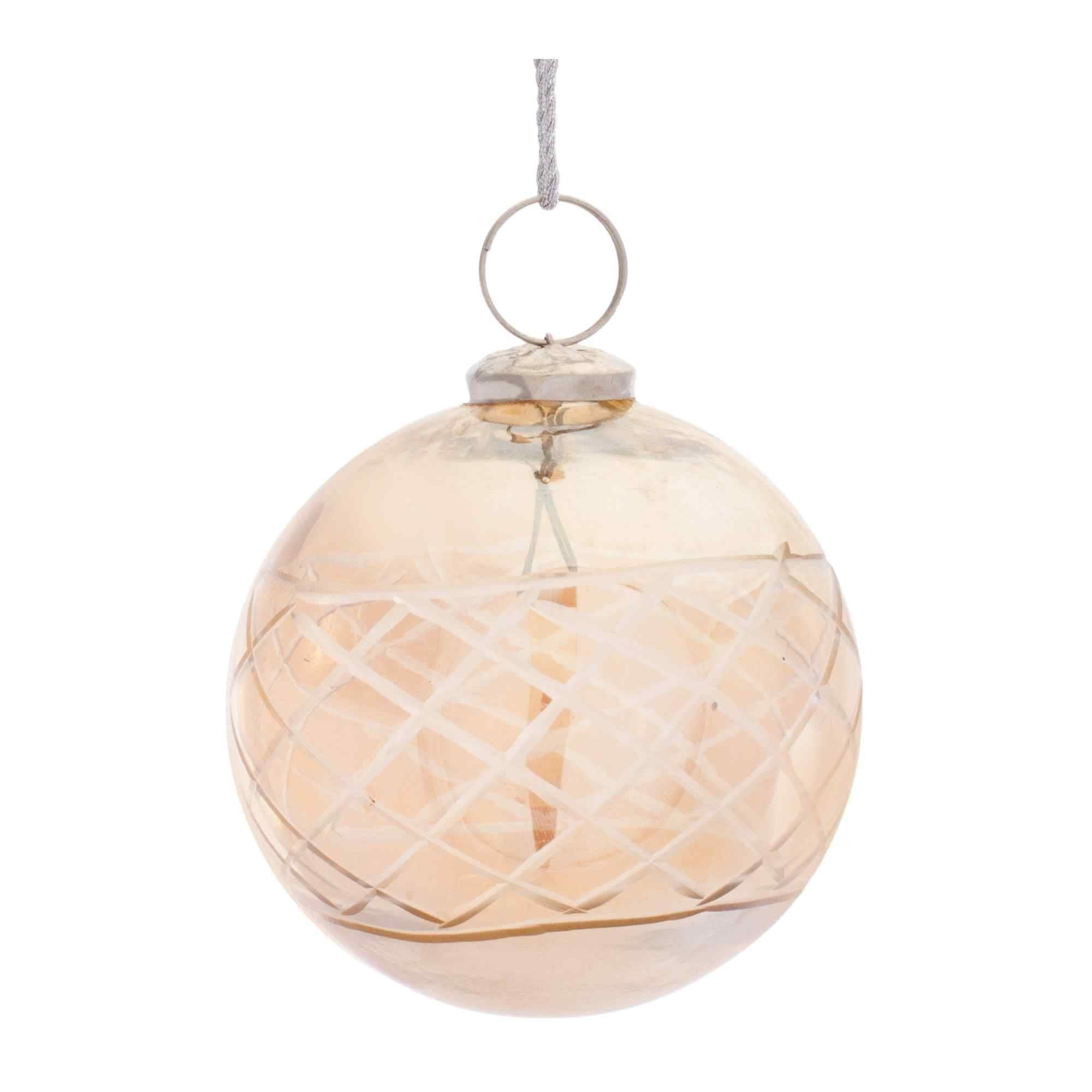 Shiny Finish Etched Glass Christmas Ball Ornaments 3