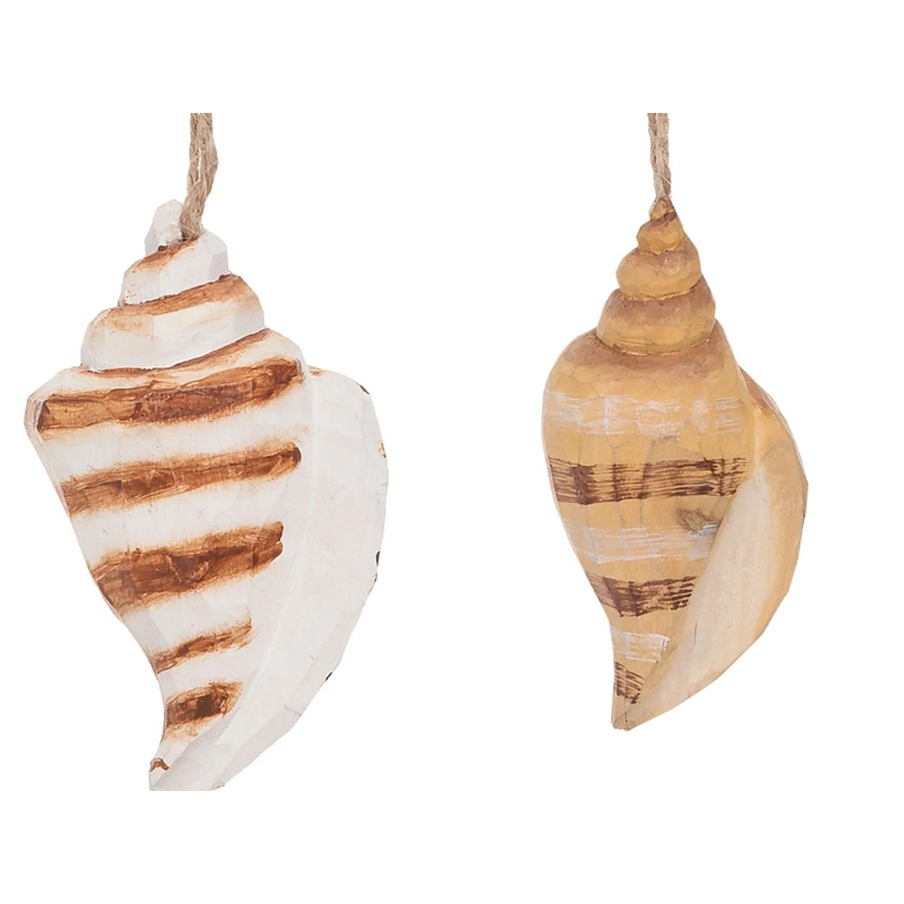 Carved Wood Shell Ornament, Set of 4 - Set of 4