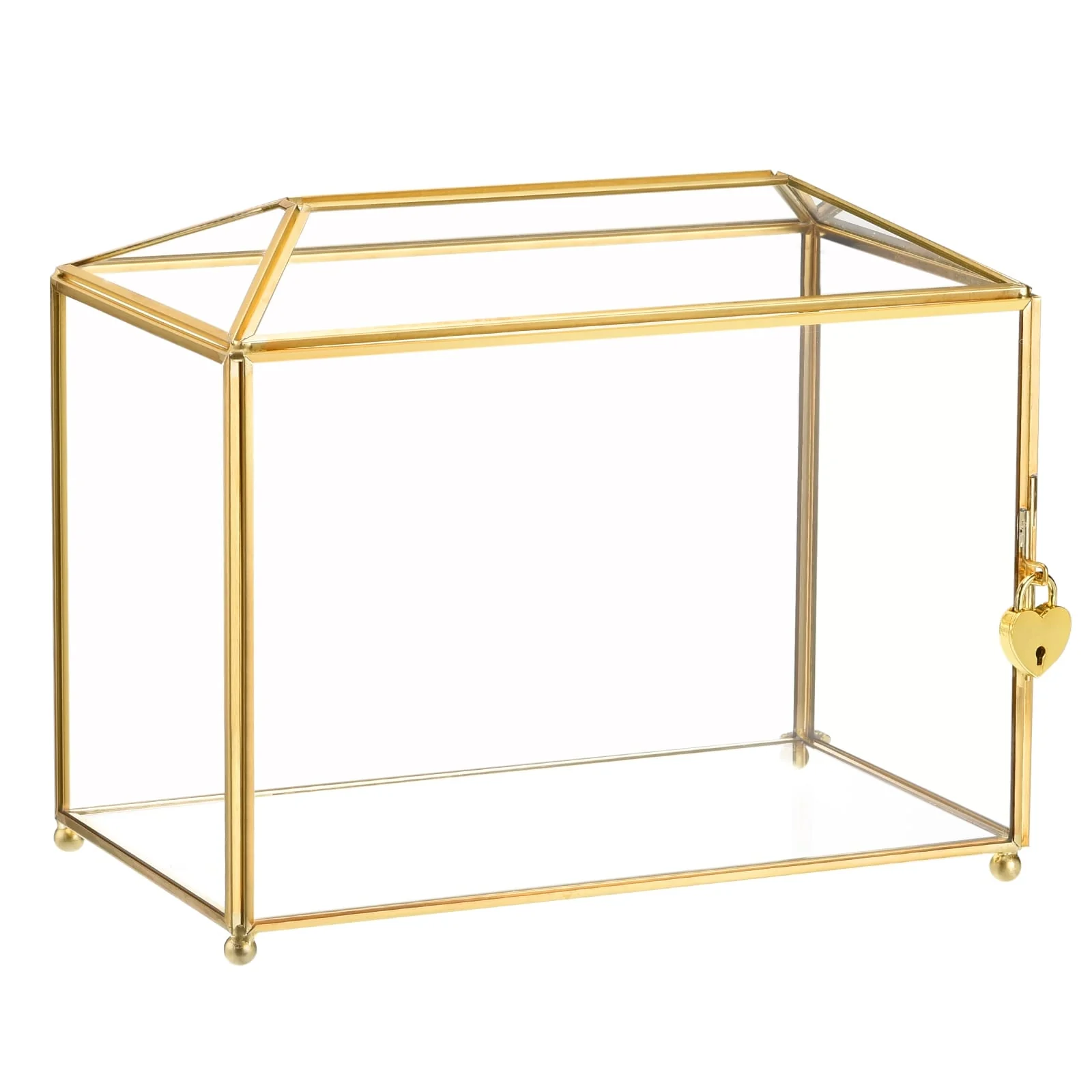 Glass Wedding Card Box with Lock, Clear Card Box for Reception
