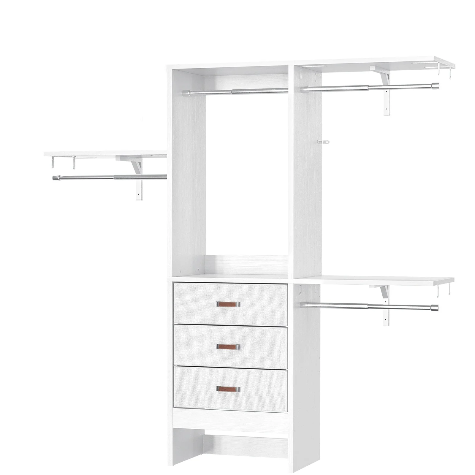 4FT Kid‘s Closet System with Fabric Drawers, DIY Closet Organizer with Adjustable Hanging Rods