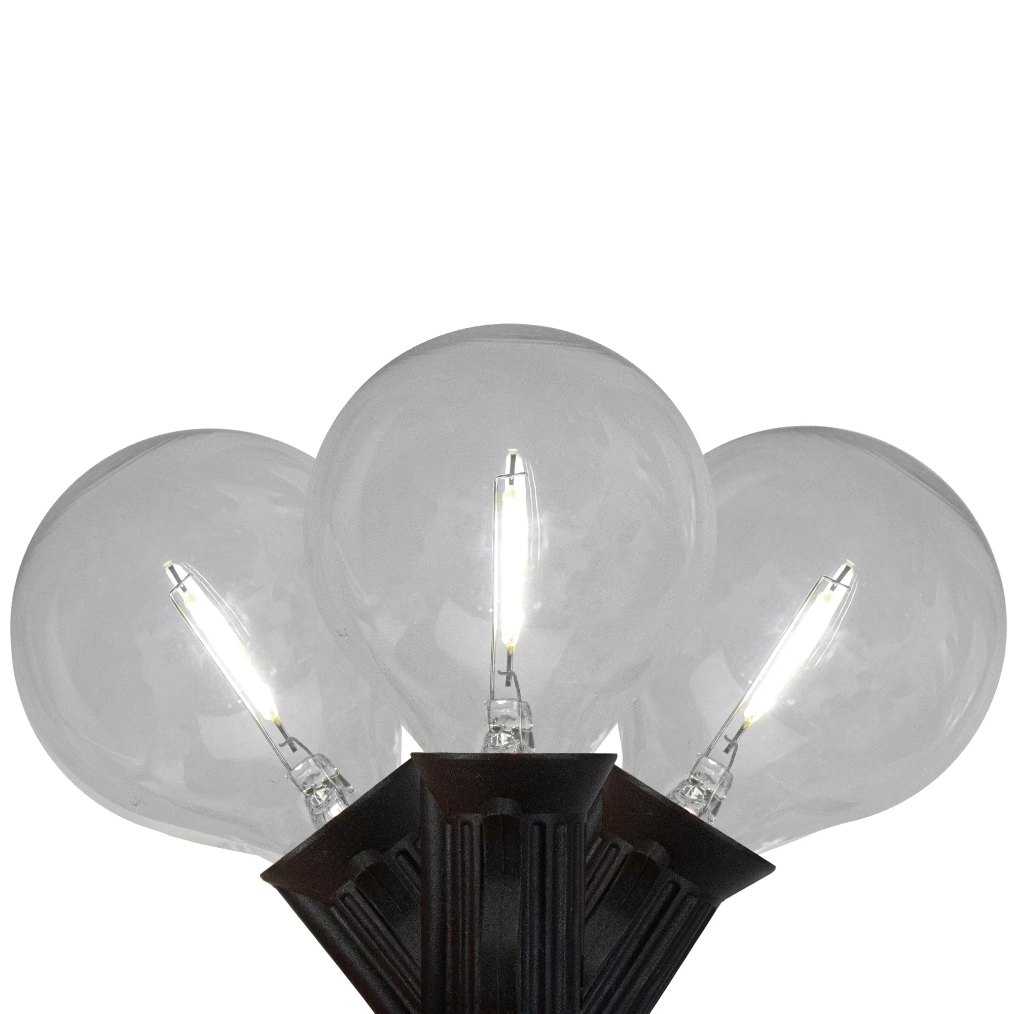 10ct Pure White LED G50 Globe Patio Lights, 10ft Black Wire