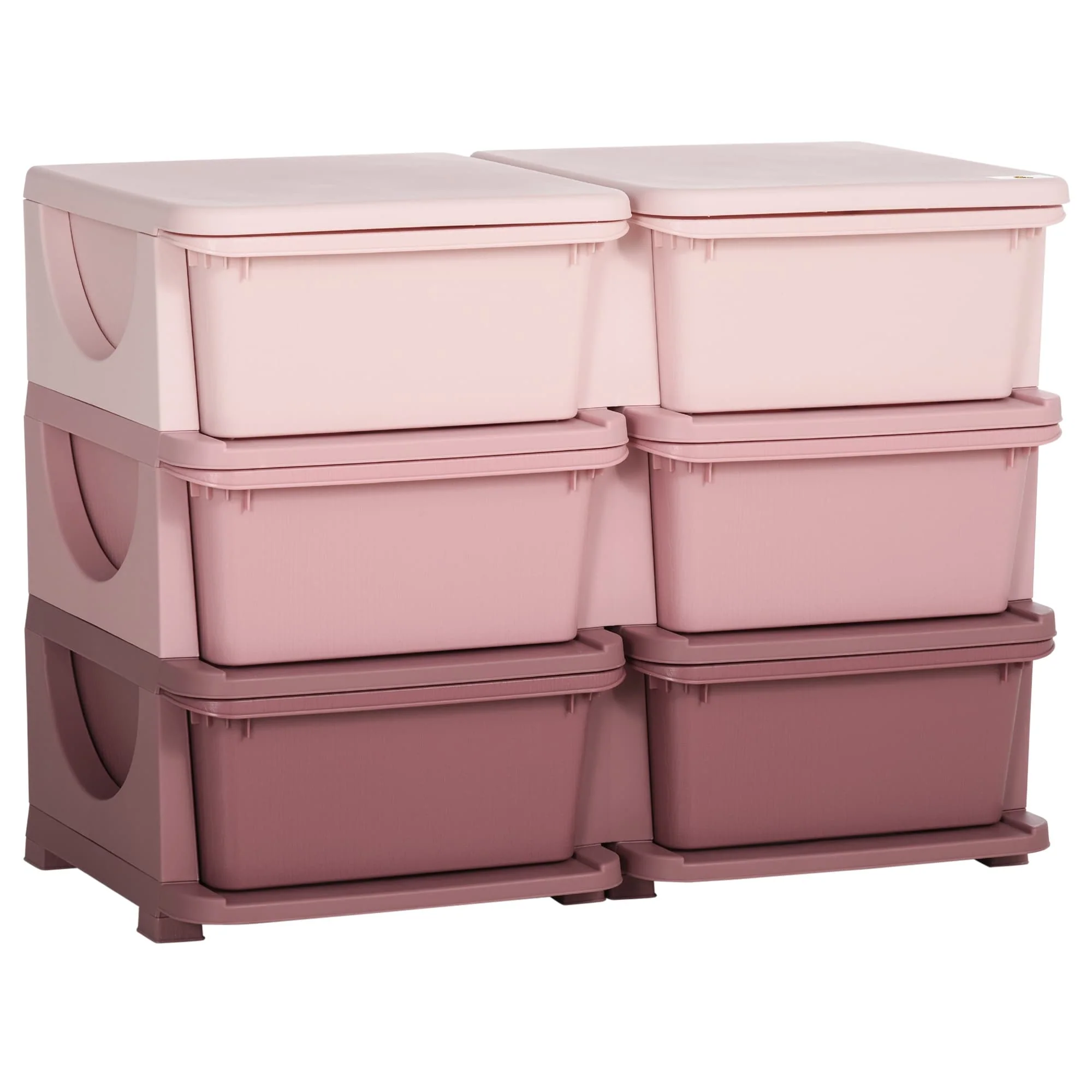Qaba 3 Tier Kids Storage Unit, 6 Drawer Chest Toy Organizer Plastic Bins for Kids Bedroom Nursery Kindergarten Living Room