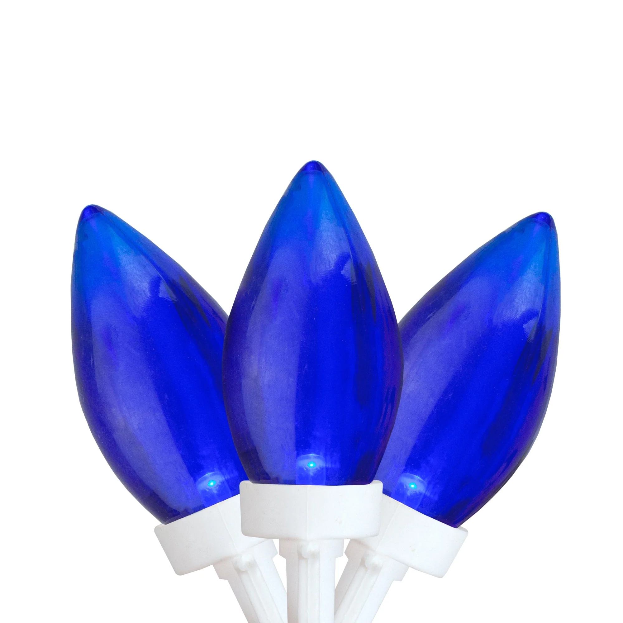 25 Count Blue LED C9 Christmas Lights, 16 ft White Wire